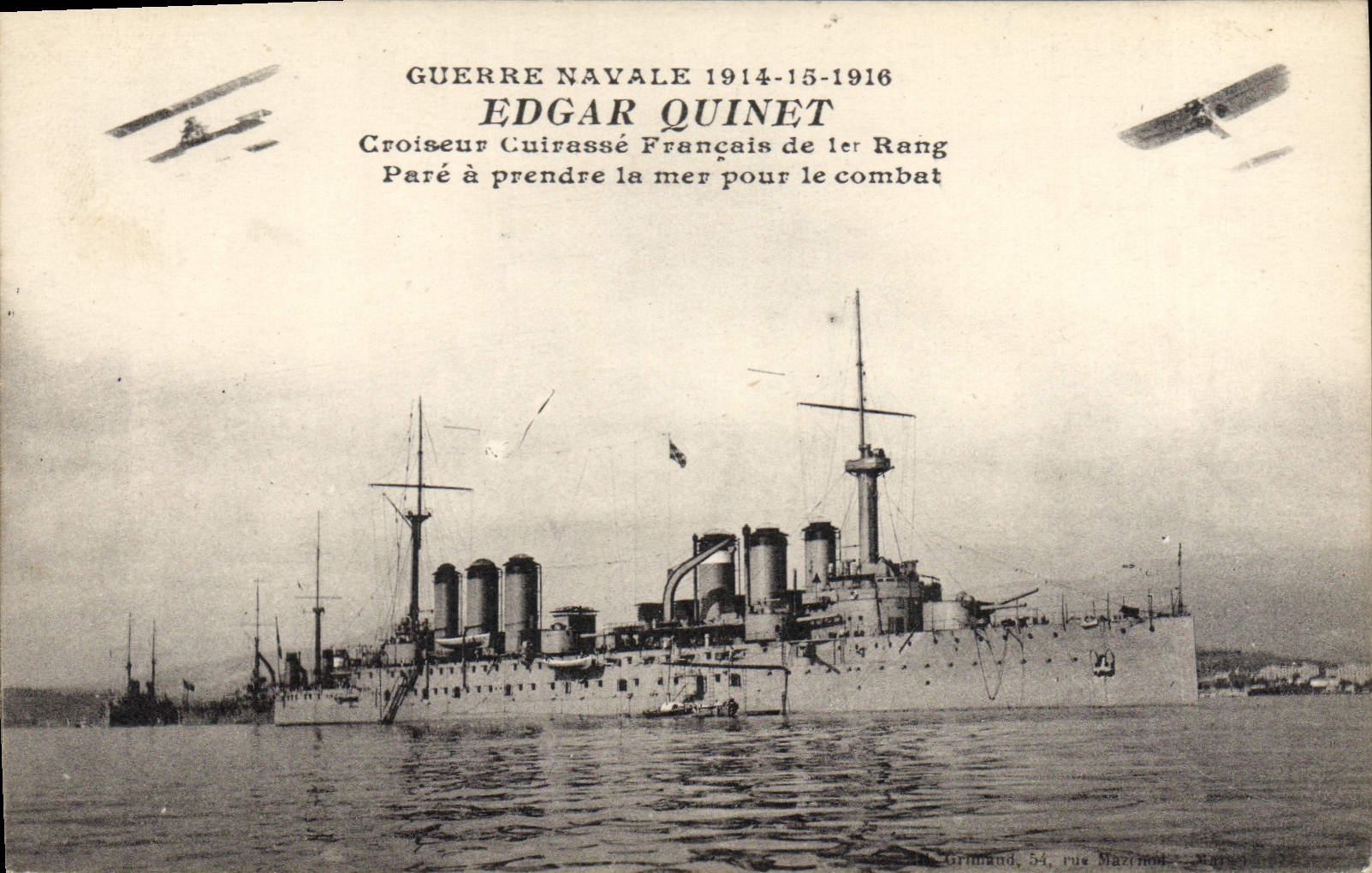 CPA Bateau de Guerre Edgar Quinet Croiseur Cuirasse Francais de 1er rang Pare a prendre la mer pour 
