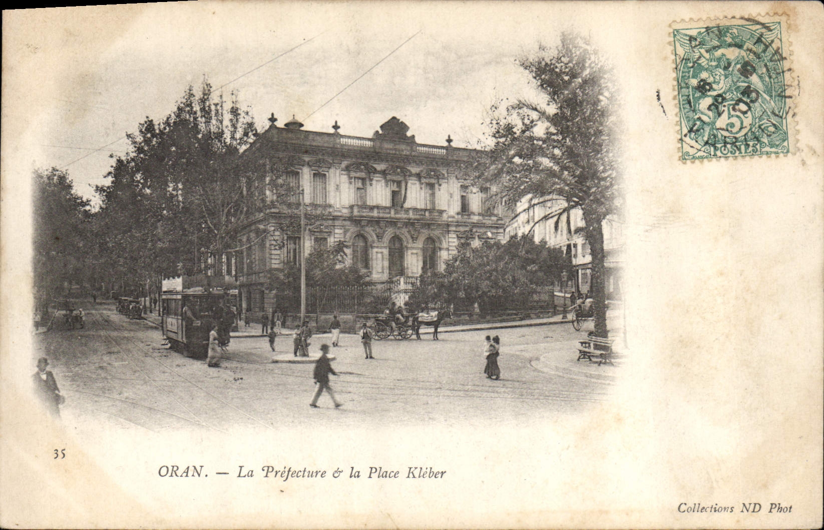 CPA Prefecture et la Place Kleber Oran Algerie Tramway