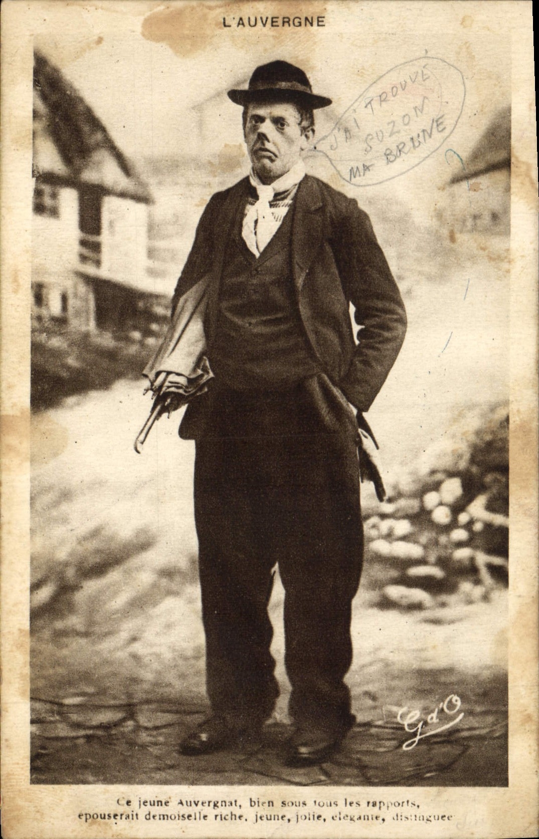 CPA Folklore Auvergne Jeune Auvergnat