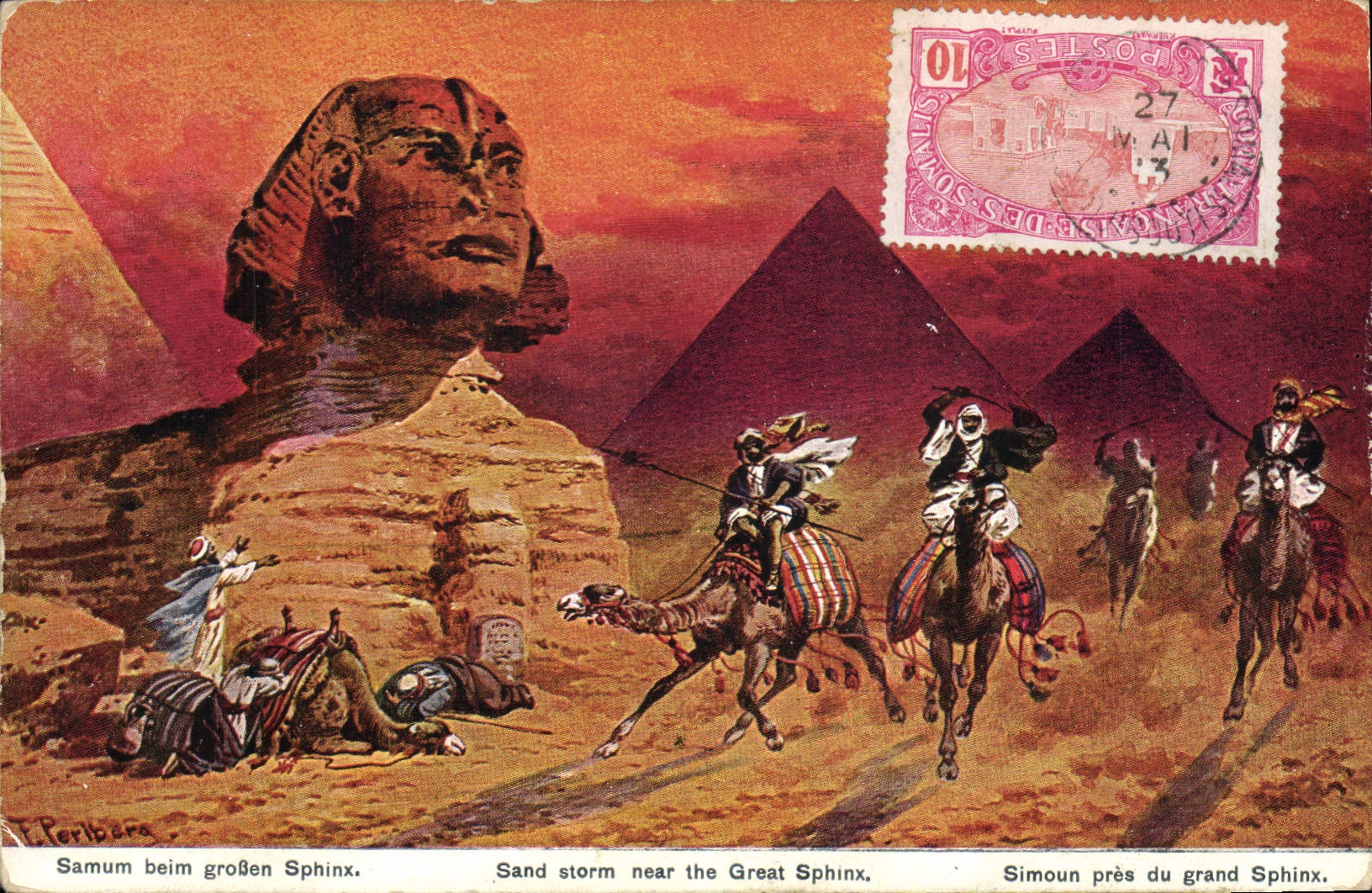 CPA Egypt Egypte Sumoun pres du grand Sphinx