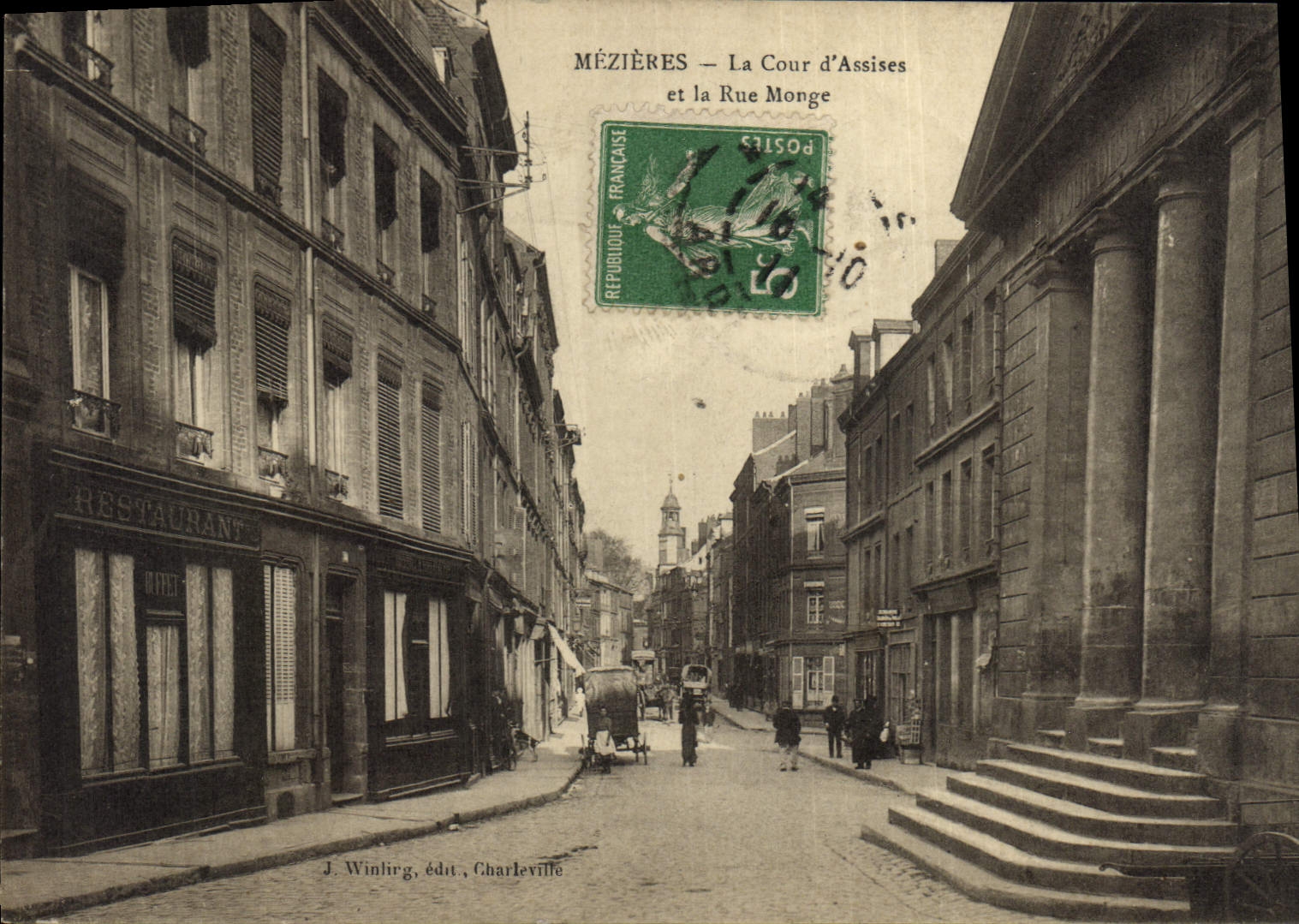 CPA Palais de Justice Mezieres La Cour d'Assises et la Rue Monge