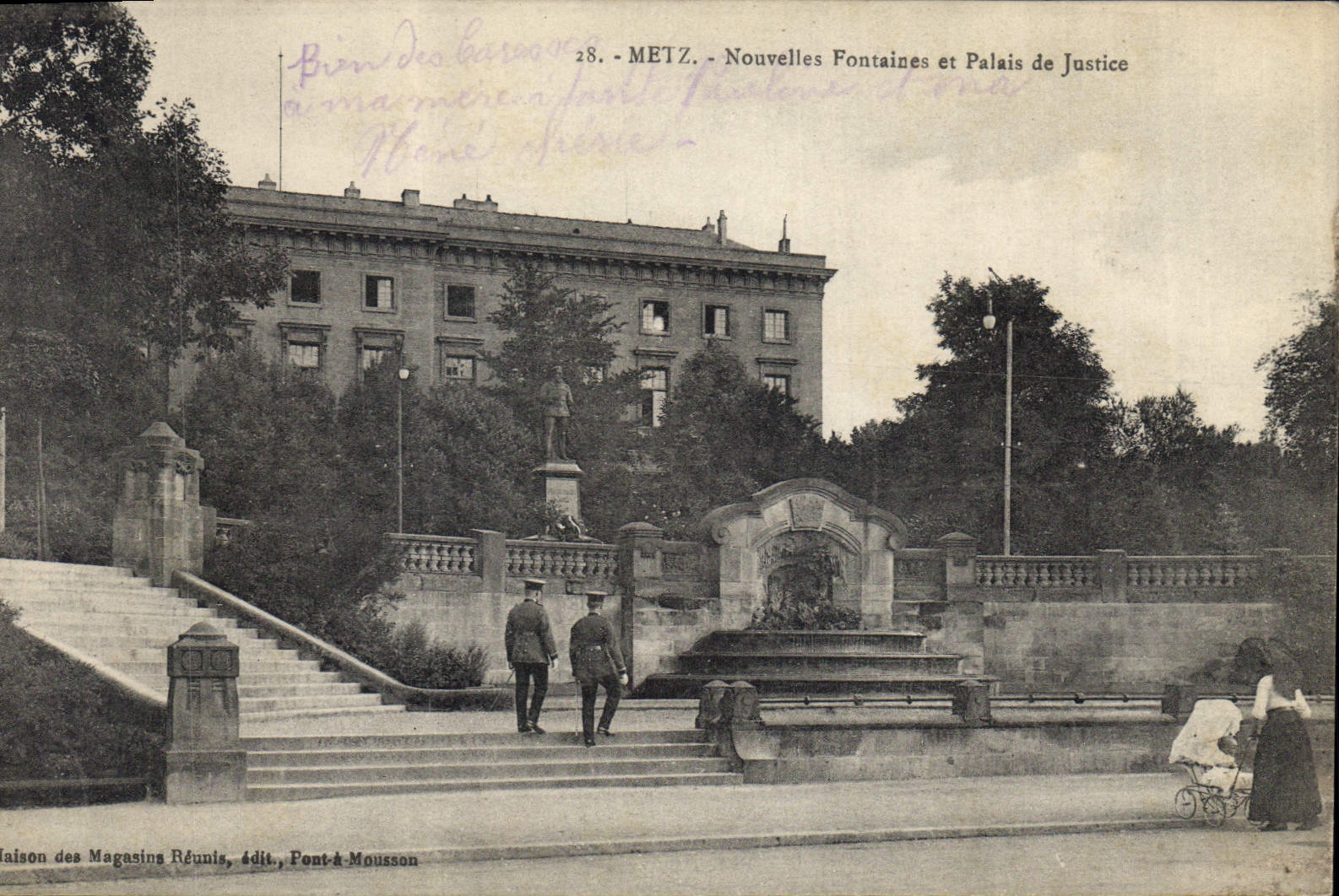 CPA Metz Nouvelles fontaines et palais de justice 