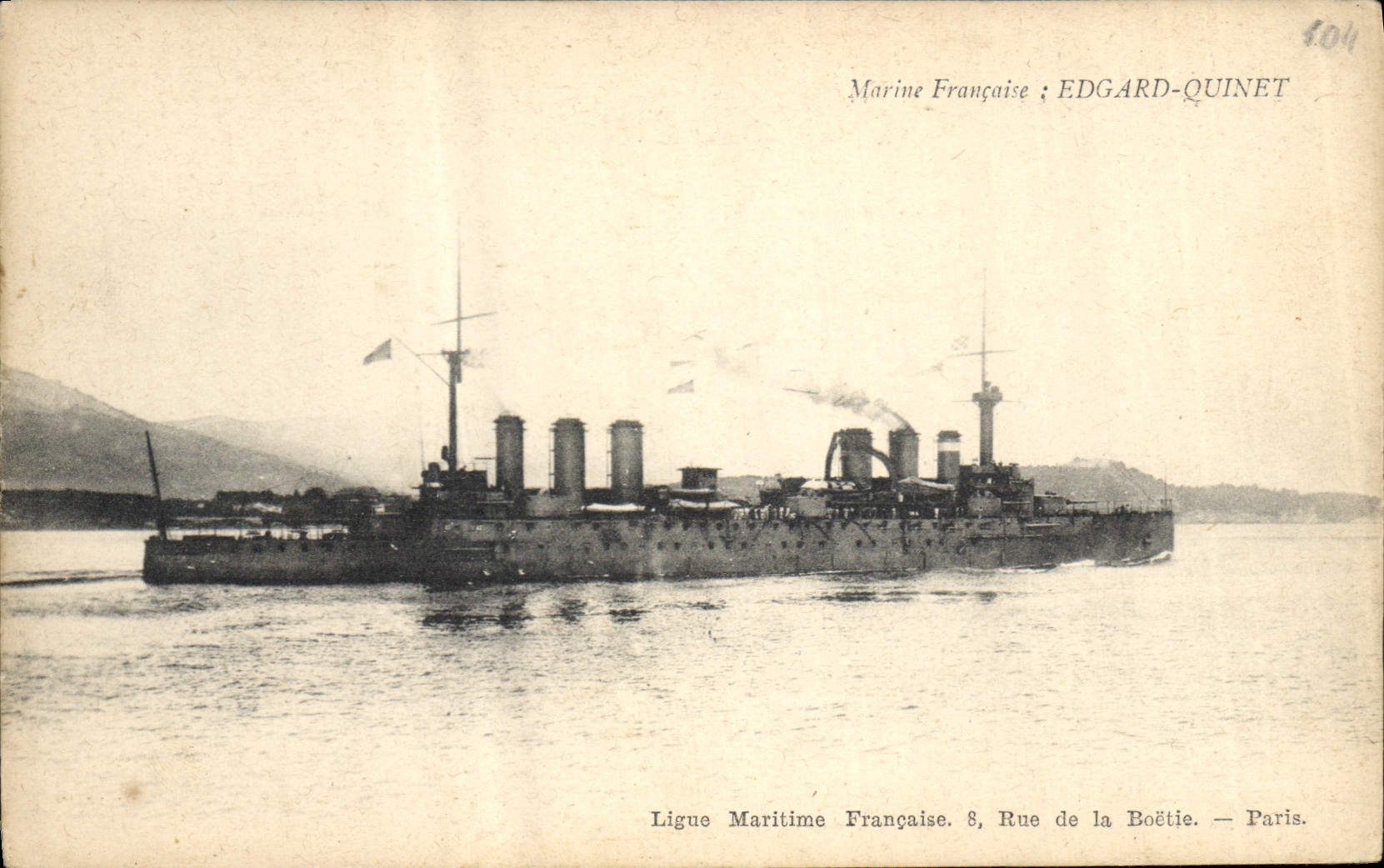 CPA Bateau de Guerre Edgard Quinet 