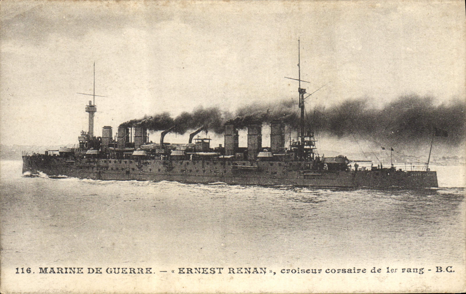 CPA Bateau de Guerre Ernest Renan Croiseur Corsaire de 1er rang