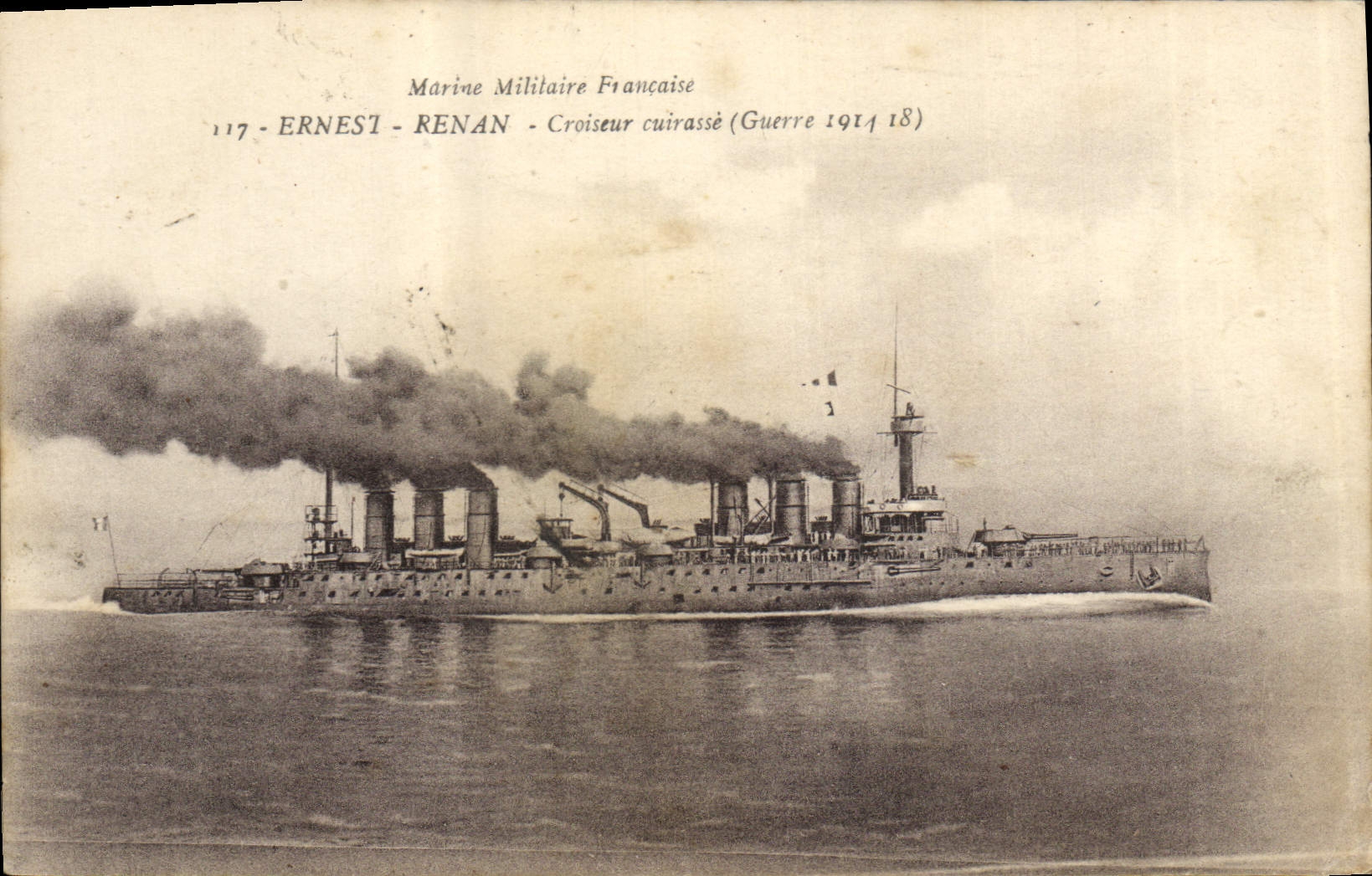 CPA Bateau de Guerre Ernest Renan Croiseur Cuirasse