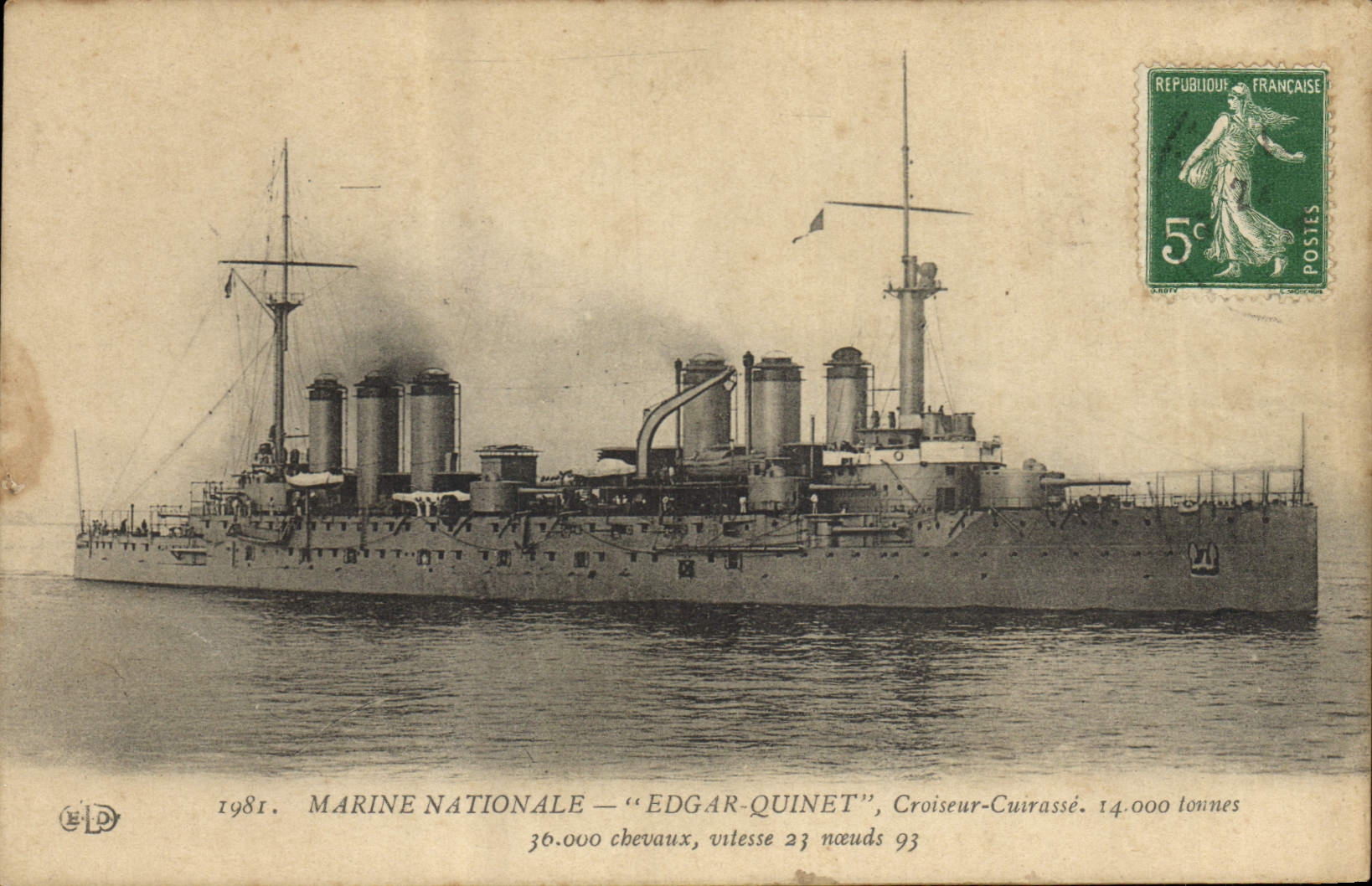 CPA Bateau de Guerre Edgar Quinet Croiseur Cuirasse