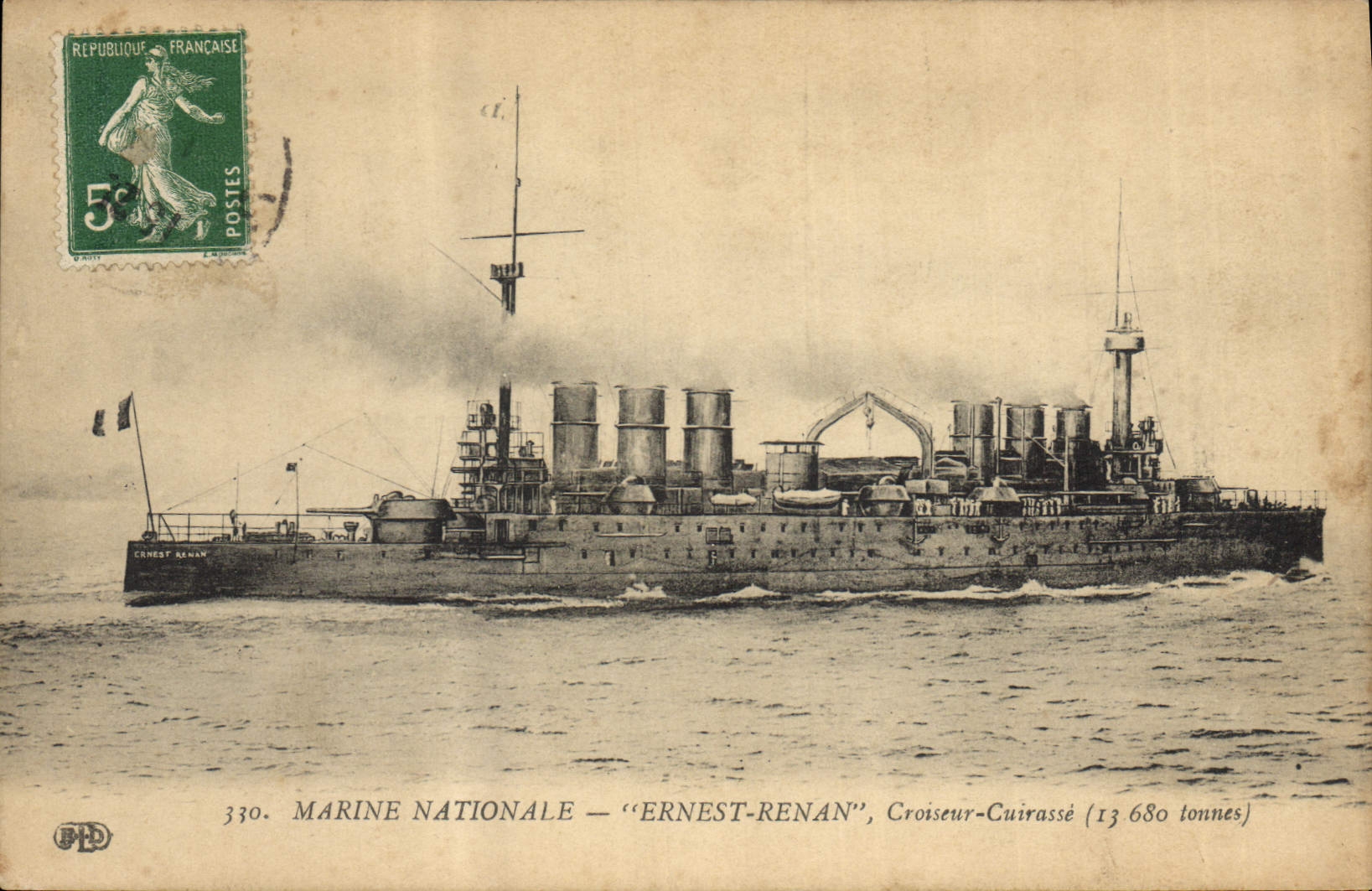 CPA Bateau de Guerre Ernest Renan Croiseur Cuirasse