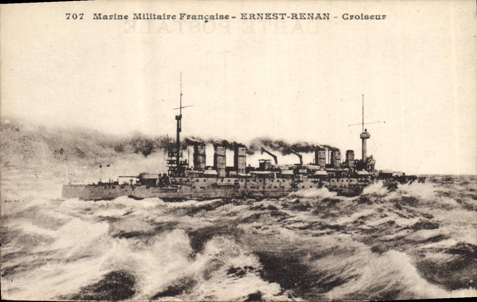 CPA Bateau de Guerre Ernest Renan Croiseur