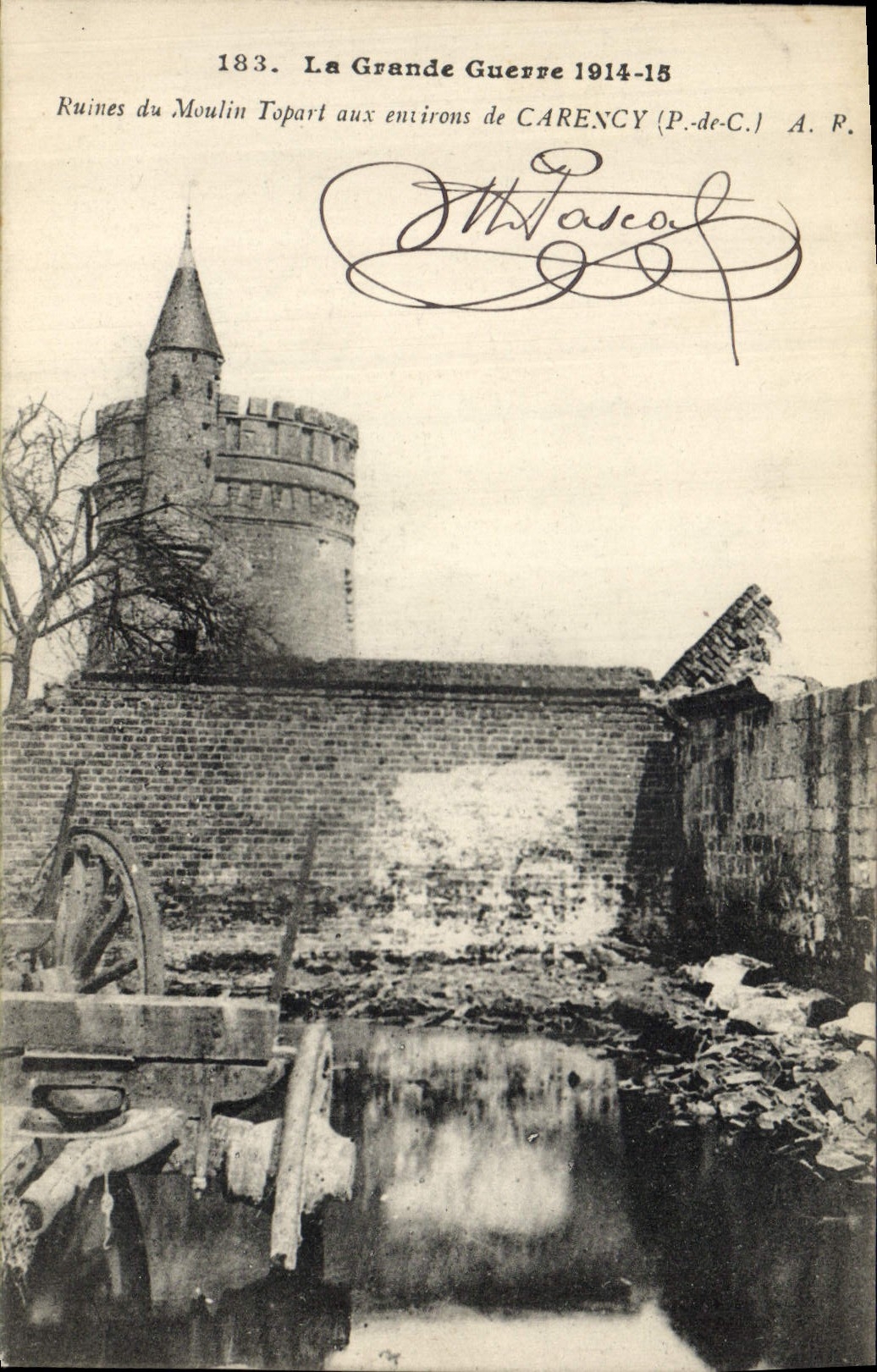 CPA Militaria Ruines du Moulin Topart aux environs de Carency