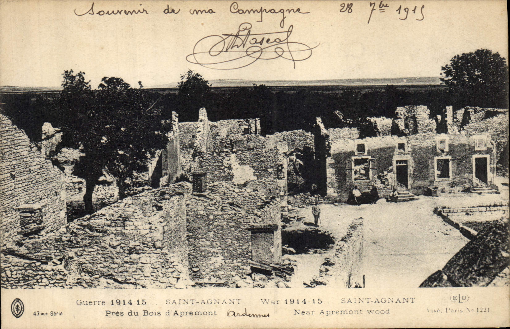 CPA Militaria Guerre 1914 15 Saint Agnant pres du Bois d'Apremont