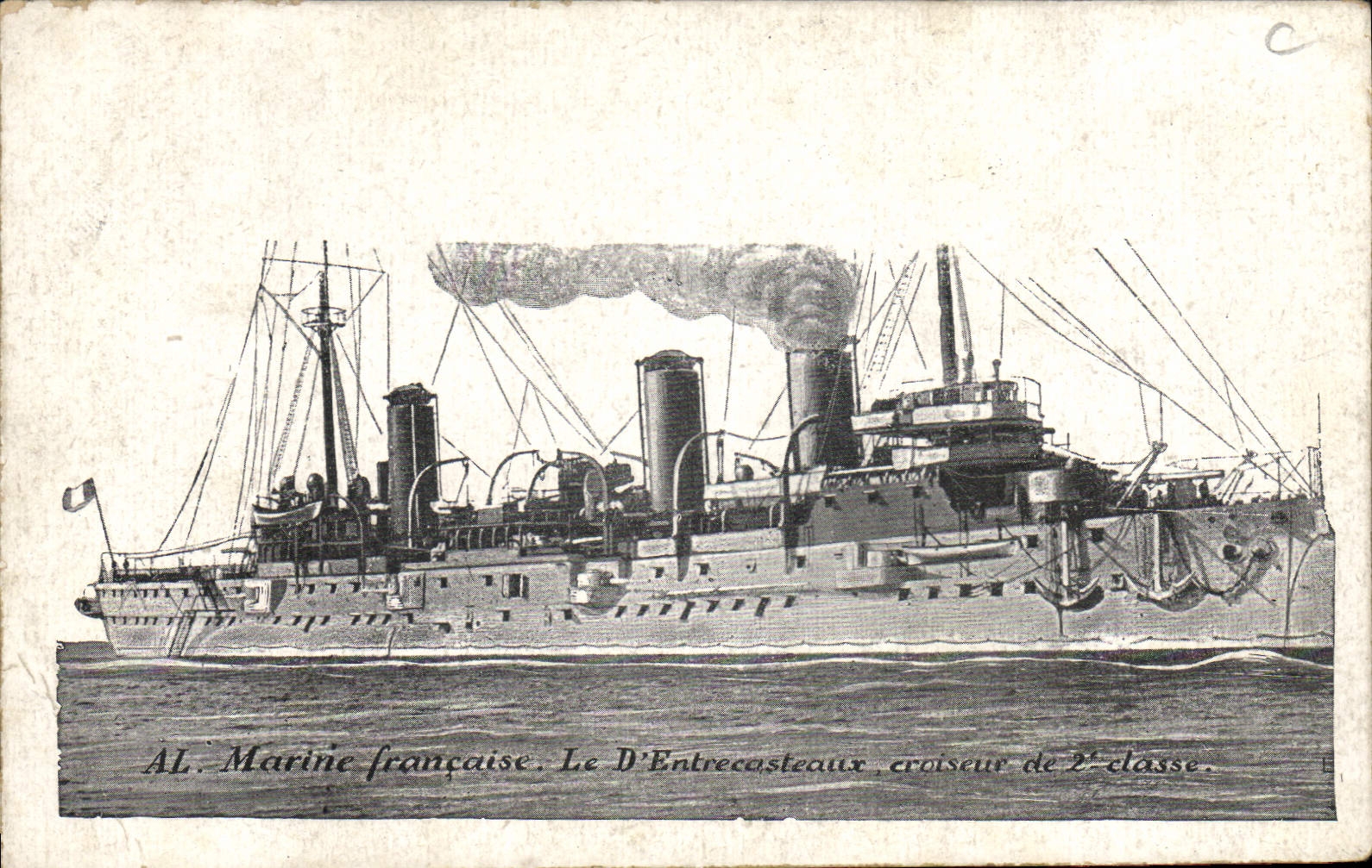 CPA Bateau de guerre Le d'Entrecasteaux Croiseur de 2eme classe