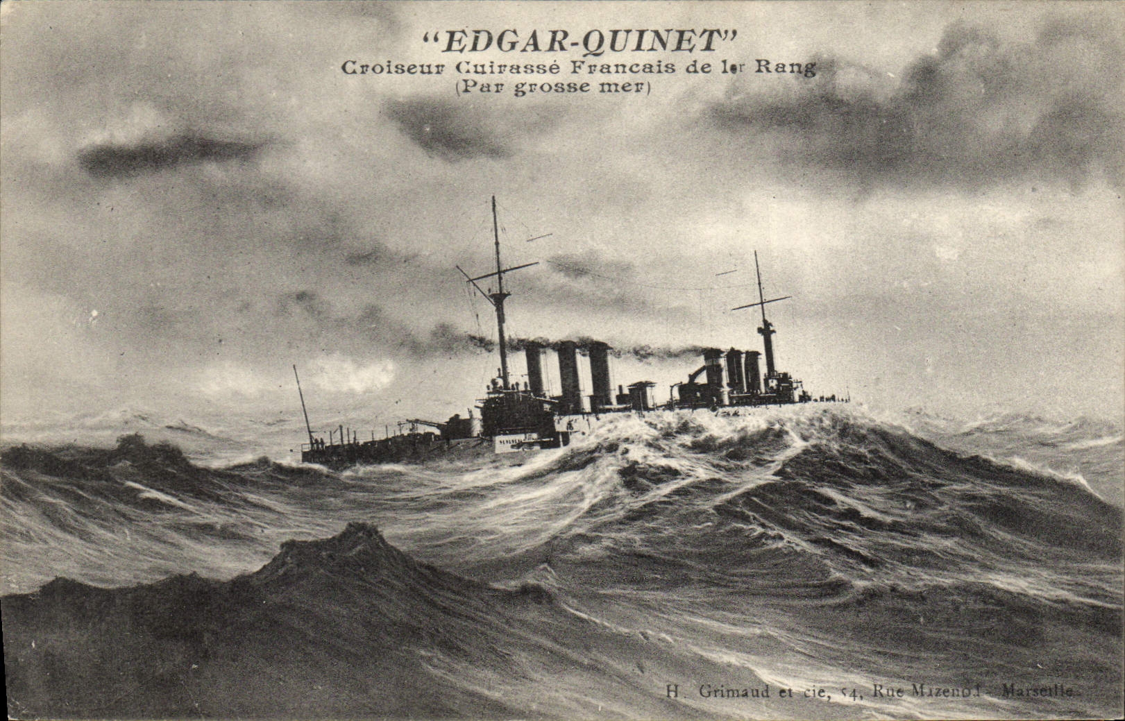 CPA Bateau de guerre Edgar Quinet Croiseur Cuirasse Francais de 1er rang