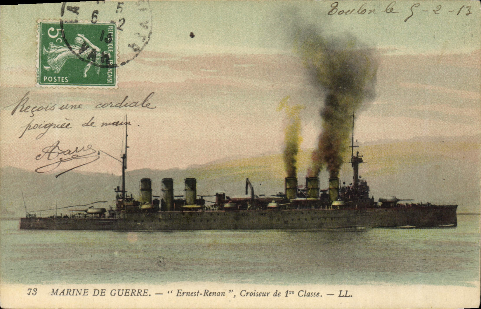 CPA Bateau de guerre Ernest Renan Croiseur de 1ere classe