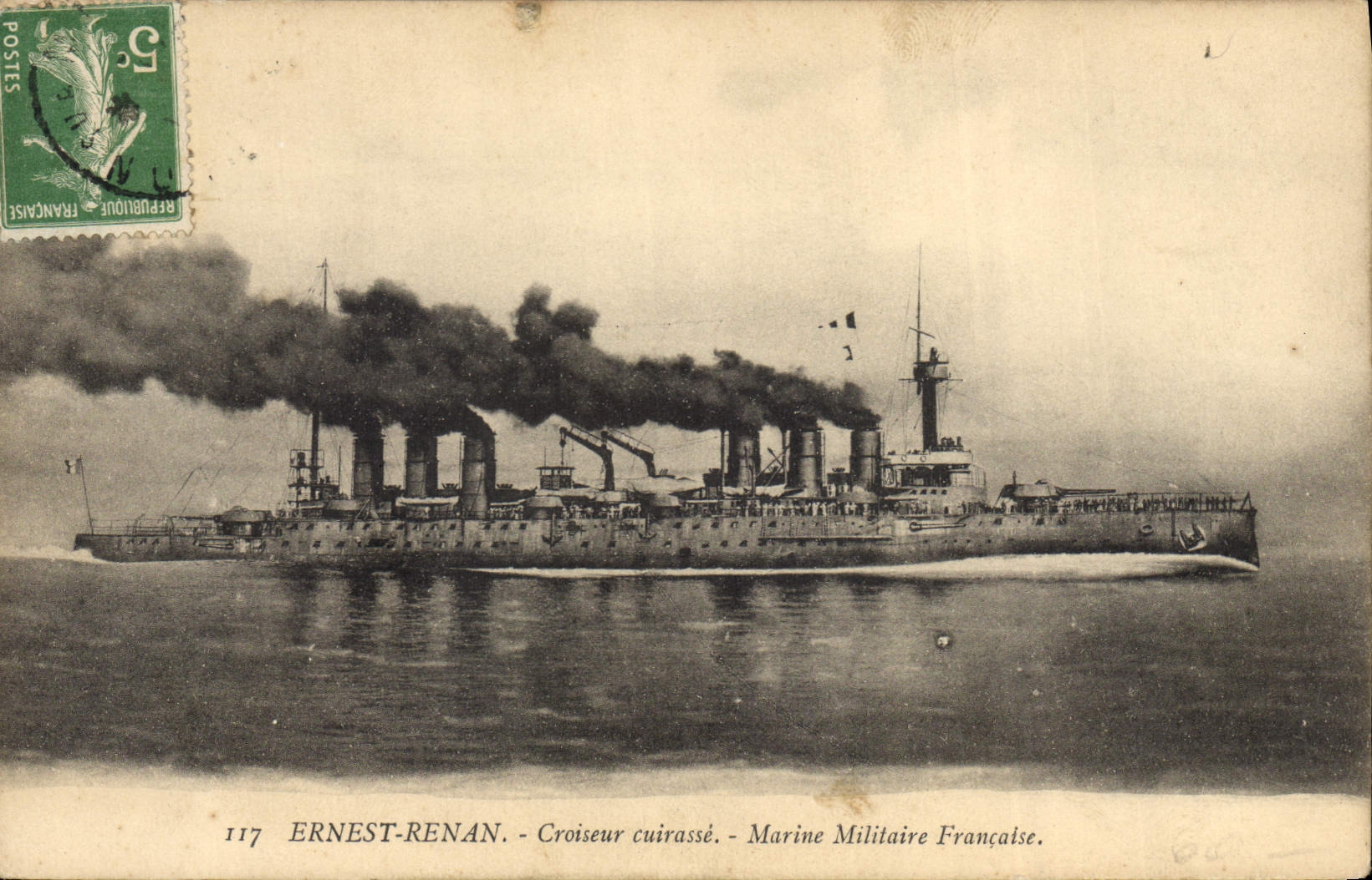 CPA Bateau de guerre Ernest Renan Croiseur Cuirasse  