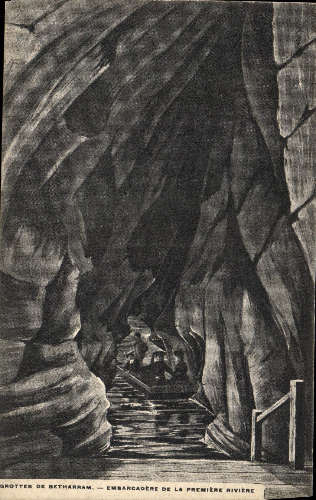 CPA Grotte Grottes de Betharram Embarcadere de la premiere riviere