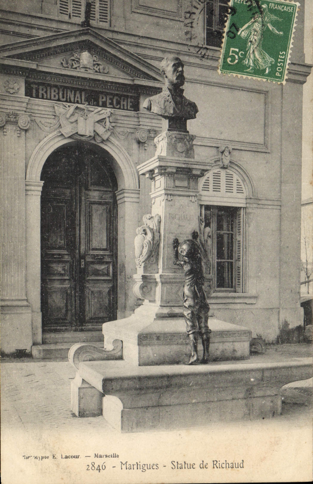 CPA Palais de justice Tribunal de Peche Martigues Statue de Richaud