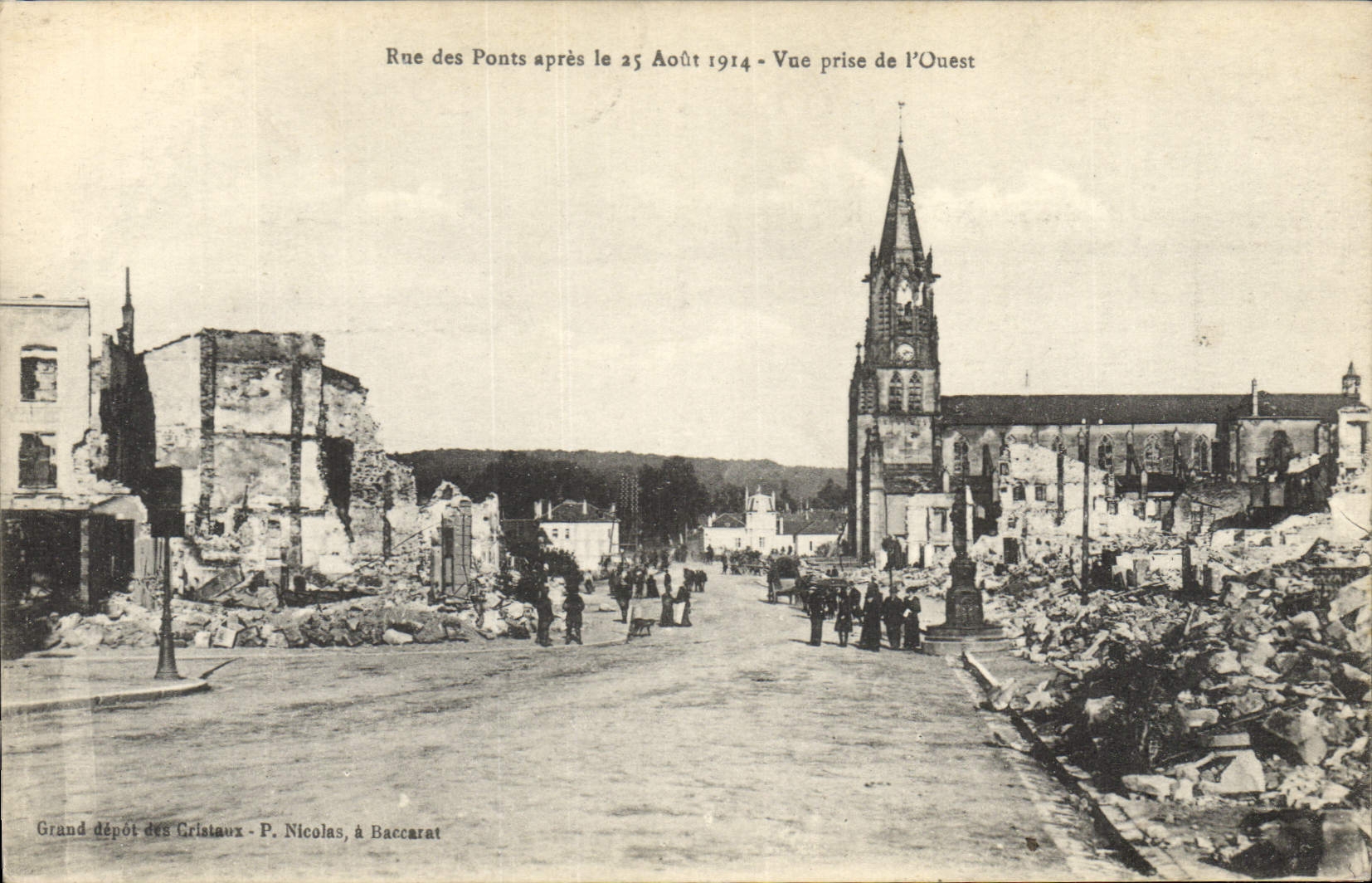 CPA Militaria Rue des ponts apres le 25 aout 1814 Vue prise de l'Ouest