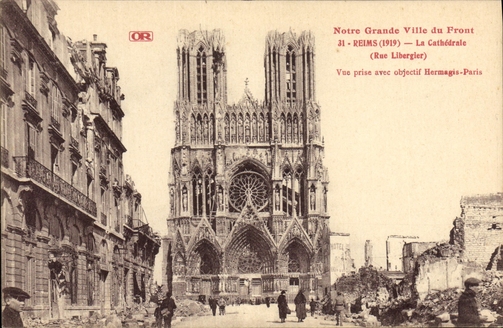 CPA Militaria Reims La cathedrale Rue Libergier
