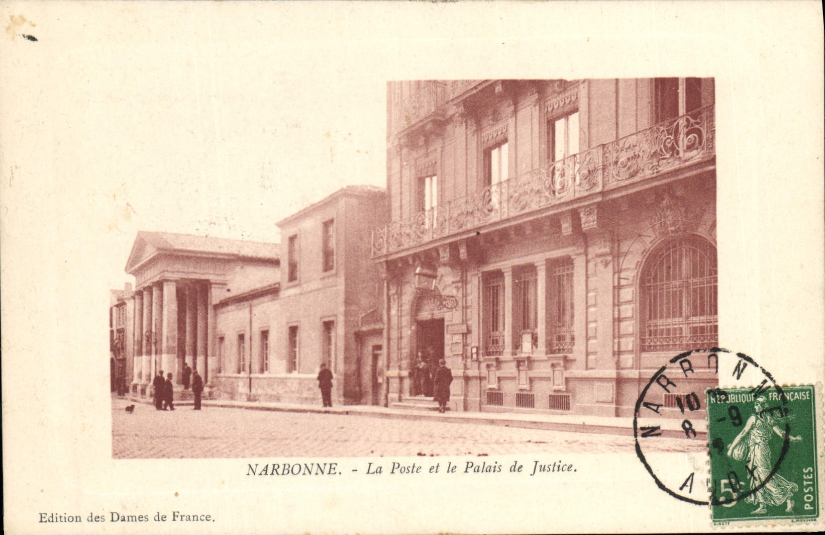 CPA Narbonne La Poste et le Palais de justice 
