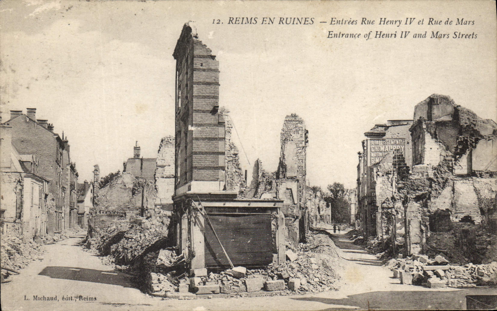 CPA Militaria Reims Entrees Rue Henry IV et Rue de Mars