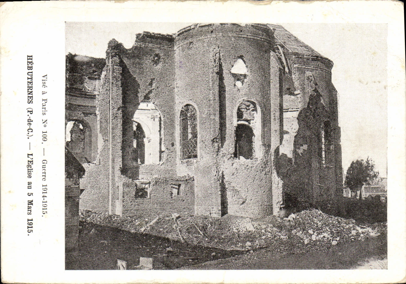 CPA Militaria Hebuternes L'eglise au 5 mars 1915