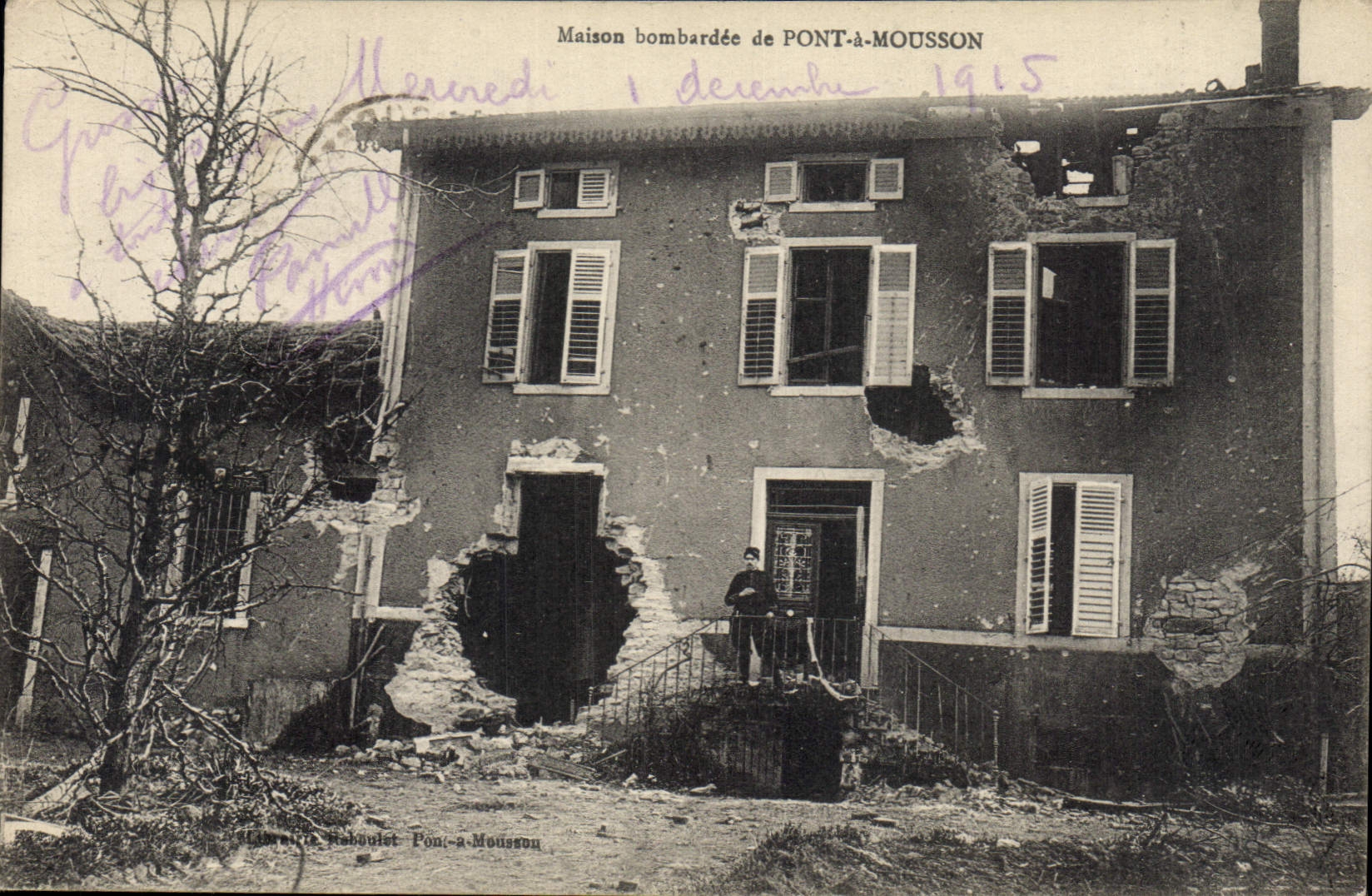 CPA Militaria Maison bombardee a Pont a Mousson