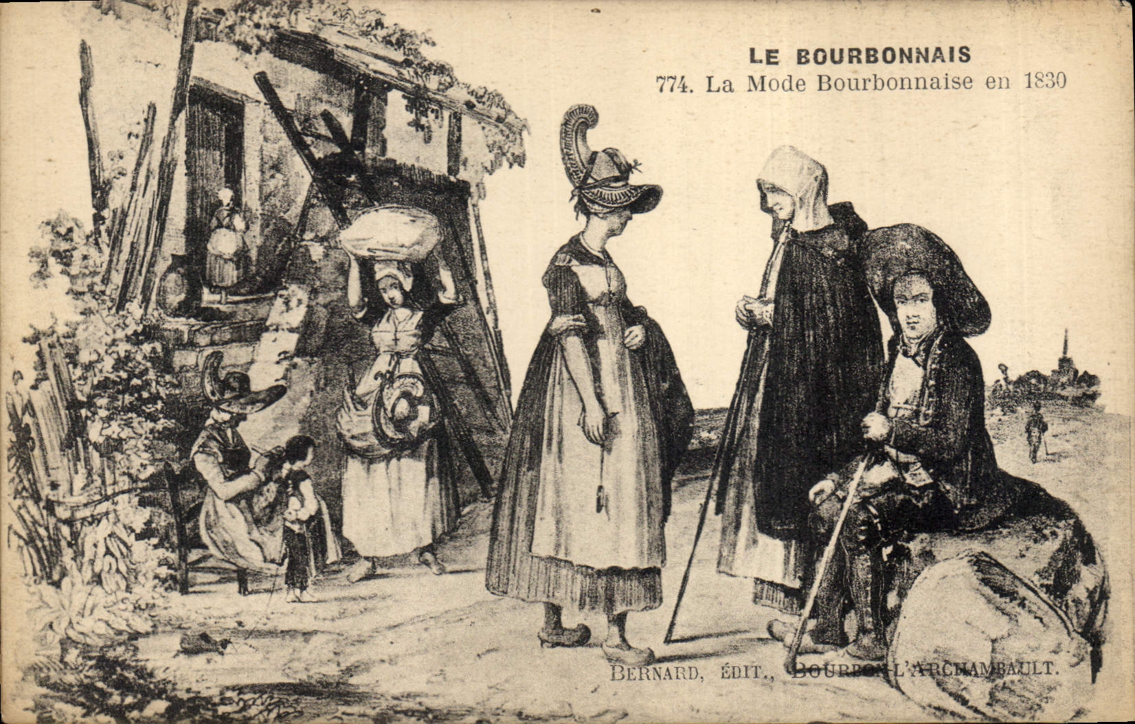 CPA Folklore Bourbonnais La mode Bourbonnaise en 1830