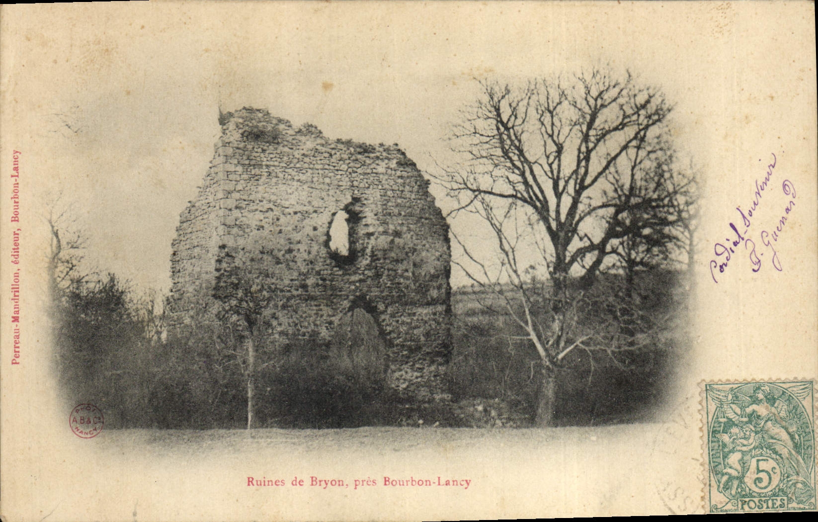 CPA Chateau Ruines de Bryon pres Bourbon Lancy