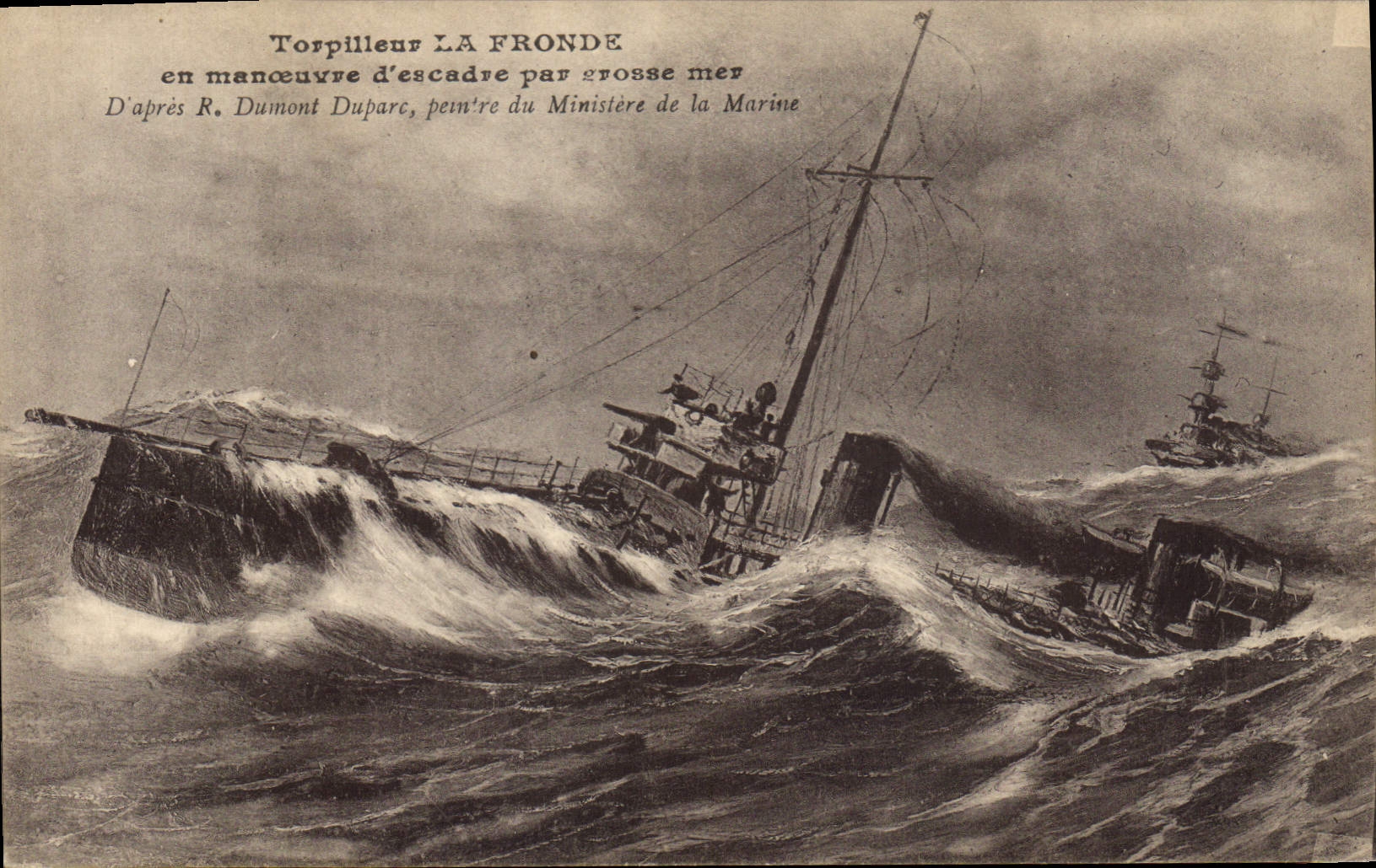 CPA Bateau de Guerre Torpilleur La Fronte en manoeuvre d'escadre par grosse mer