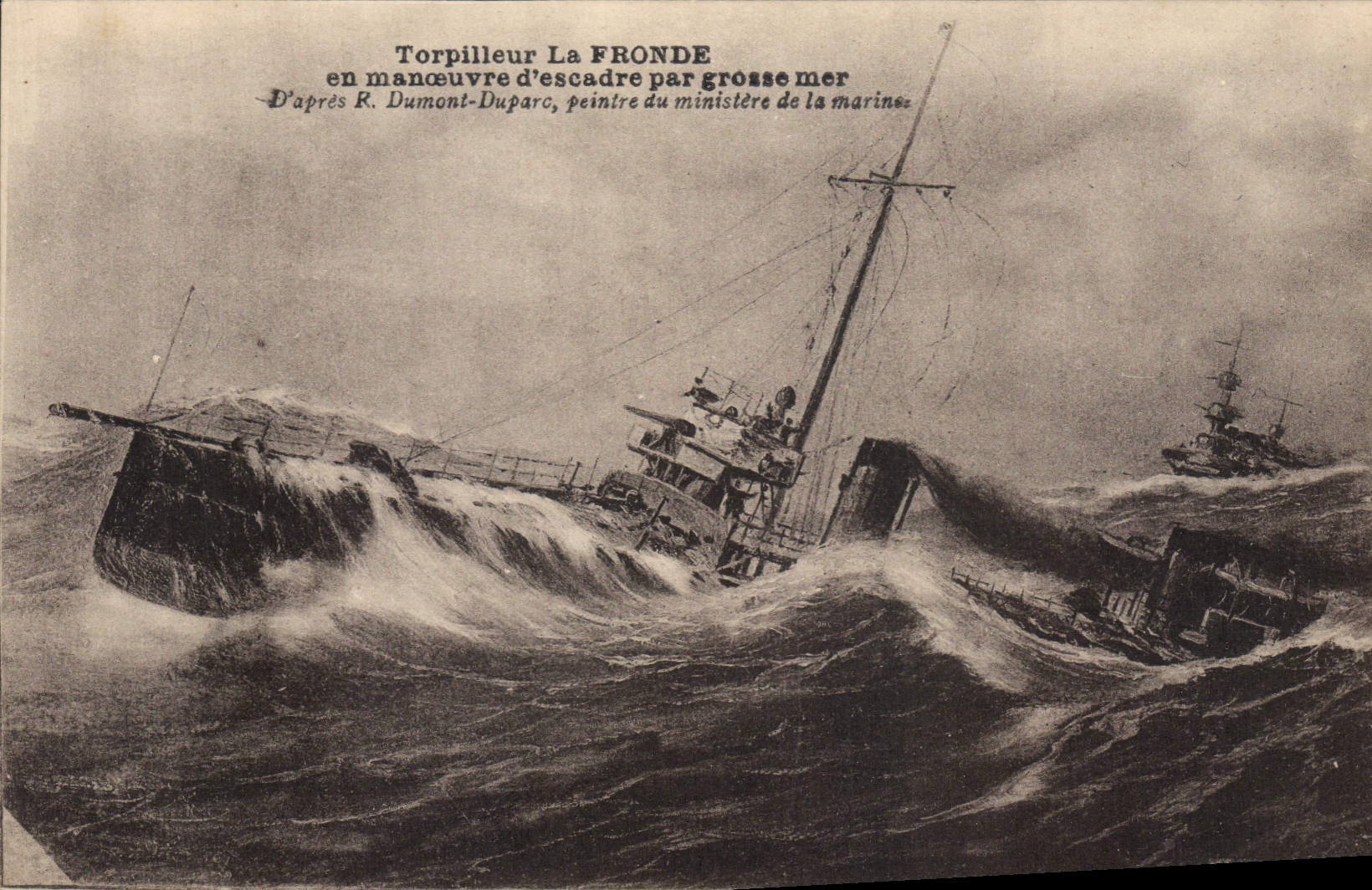 CPA Bateau de Guerre Torpilleur La Fronde en manoeuvre d'escadre par grosse mer