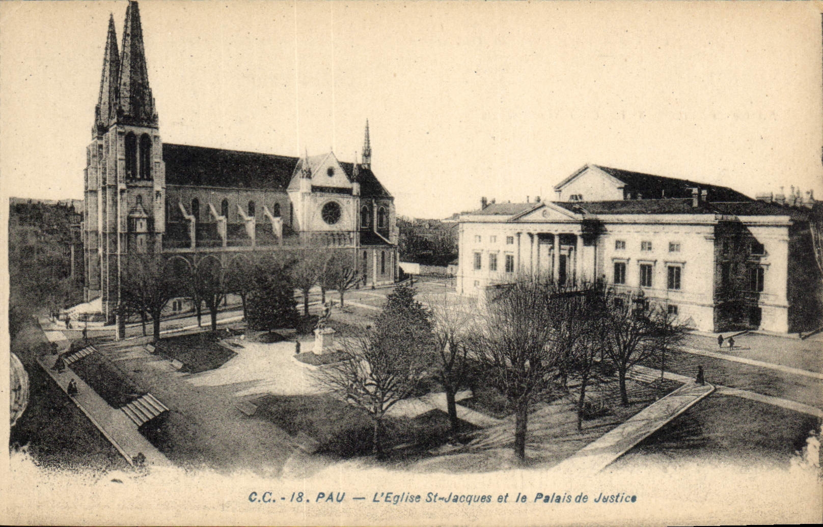 CPA Palais de Justice Eglise St Jacques Pau