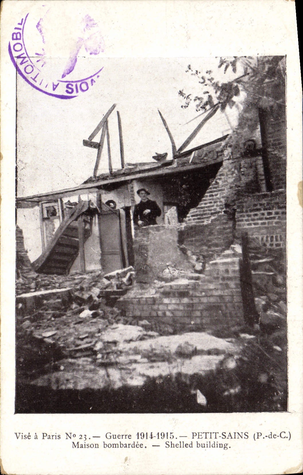 CPA Militaria Petit Sains Maison bombardee 