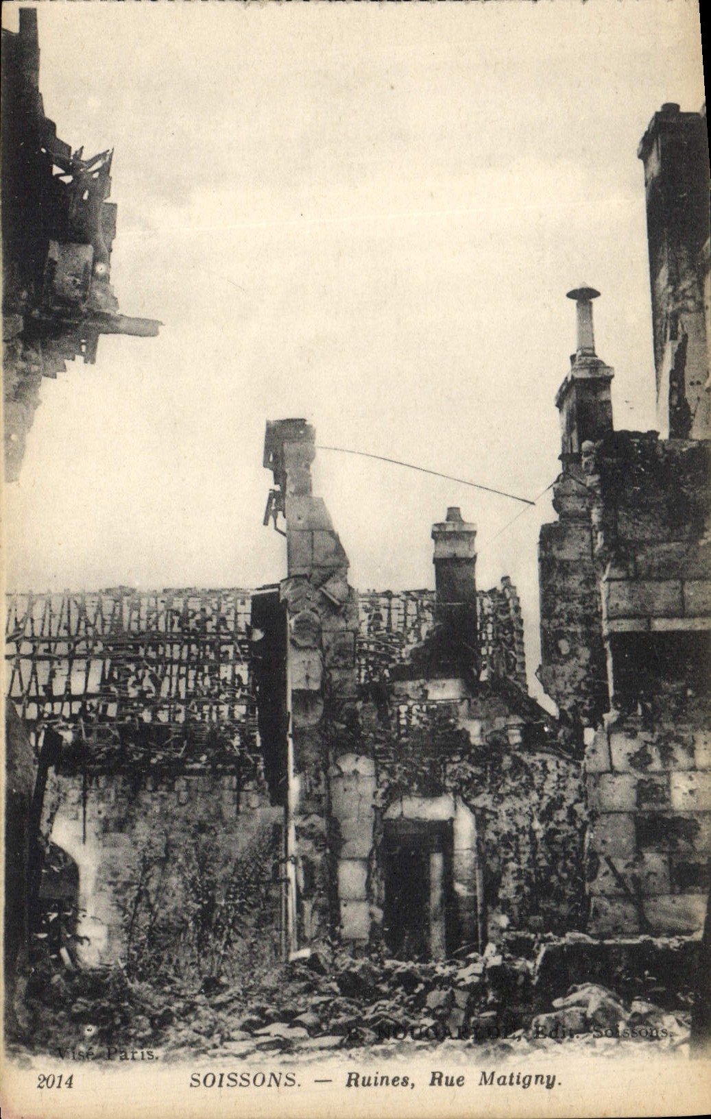 CPA Militaria Soissons Ruines Rue Matigny