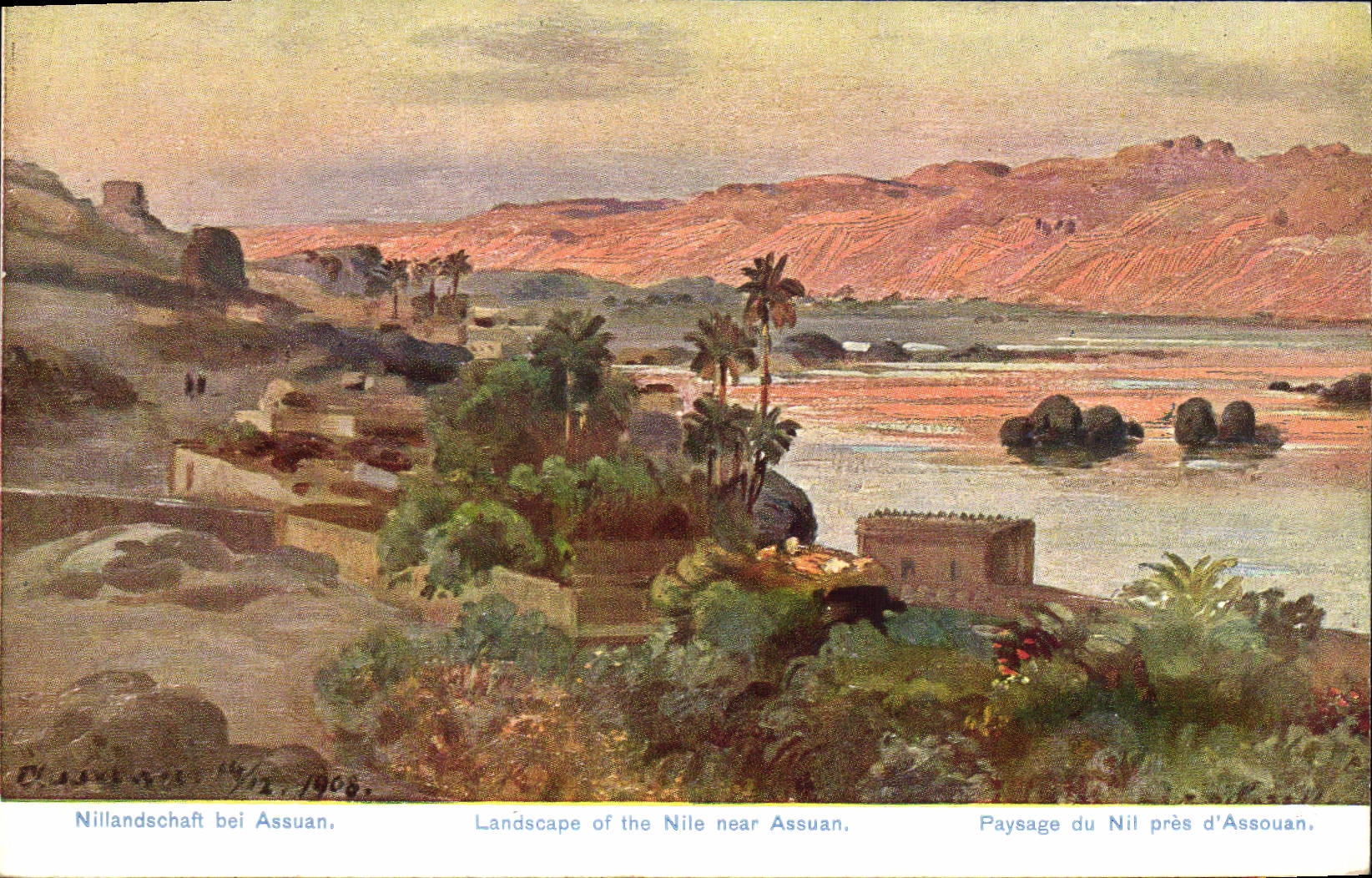 CPA Egypte Egypt Paysage du Nil pres d'Assouan