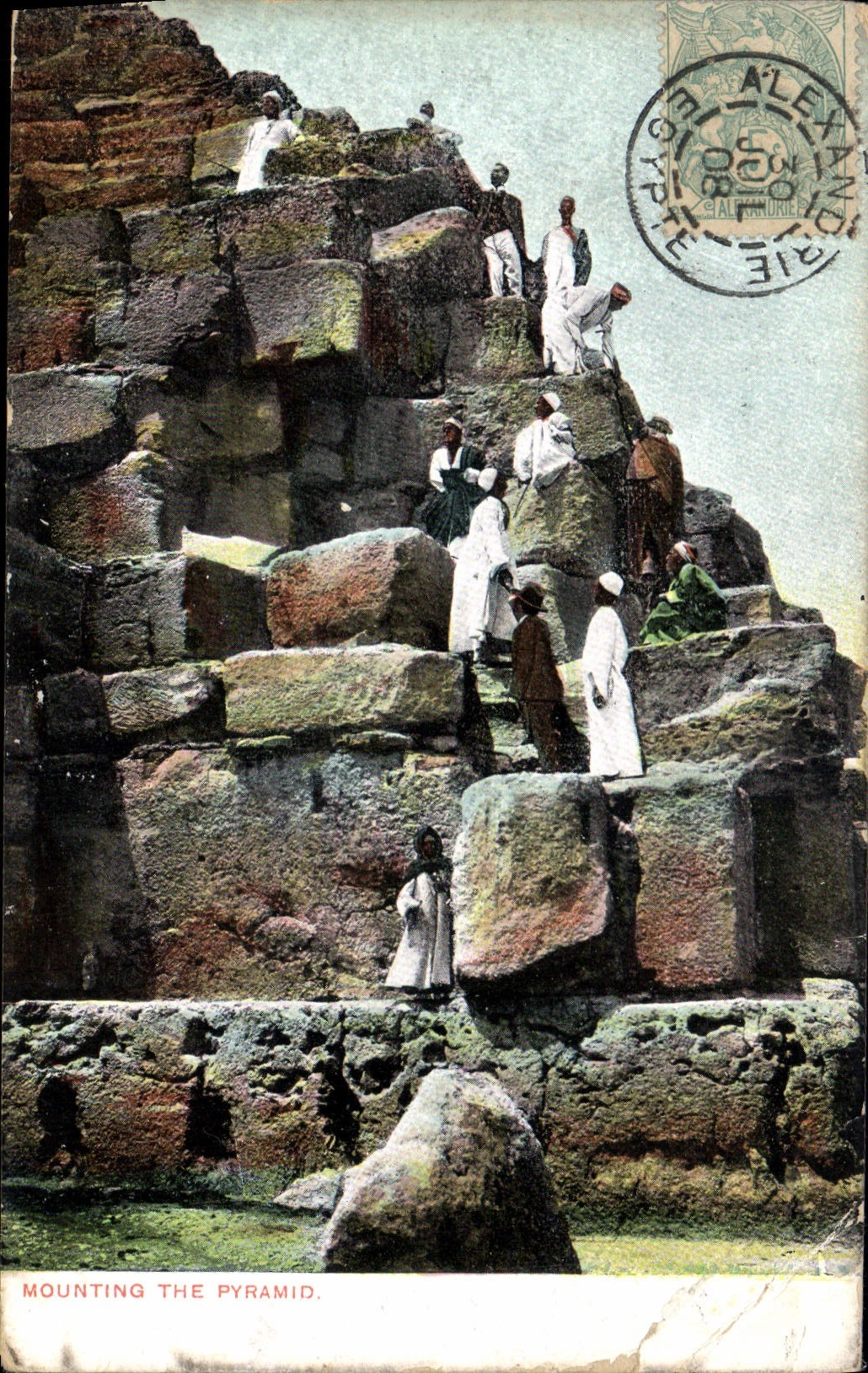 CPA Egypte Egypt Mounting the pyramid