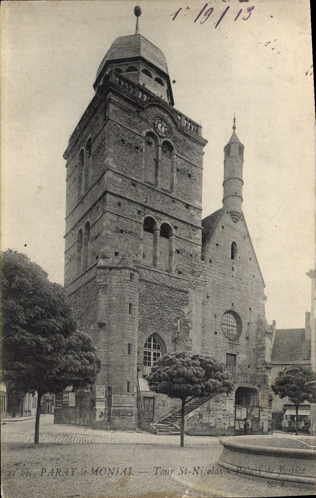 CPA Palais de justice Paray le Monial Tour Saint Nicolas