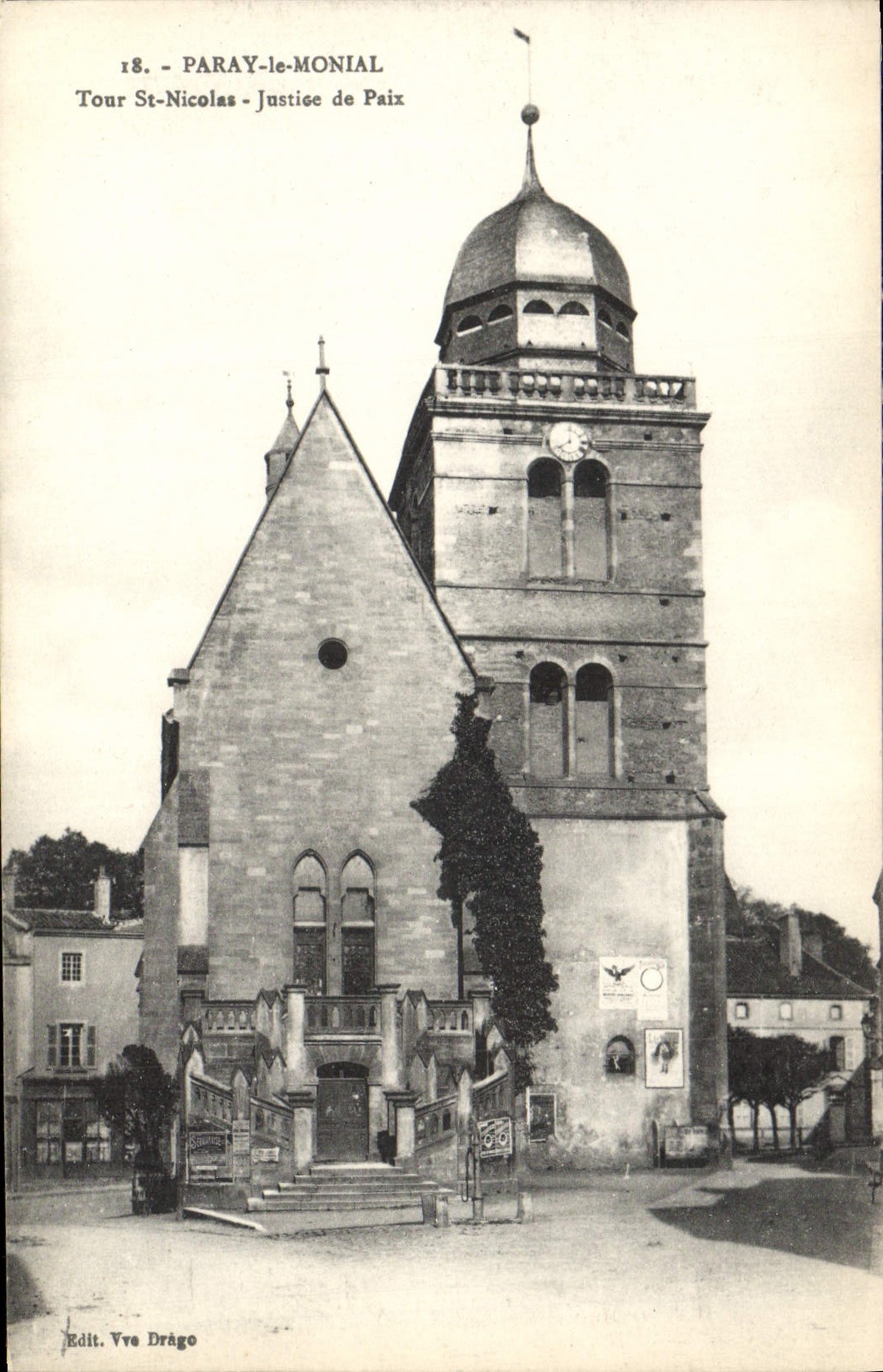 CPA Palais de justice Paray le Monial Tour Saint Nicolas Justice de Paix