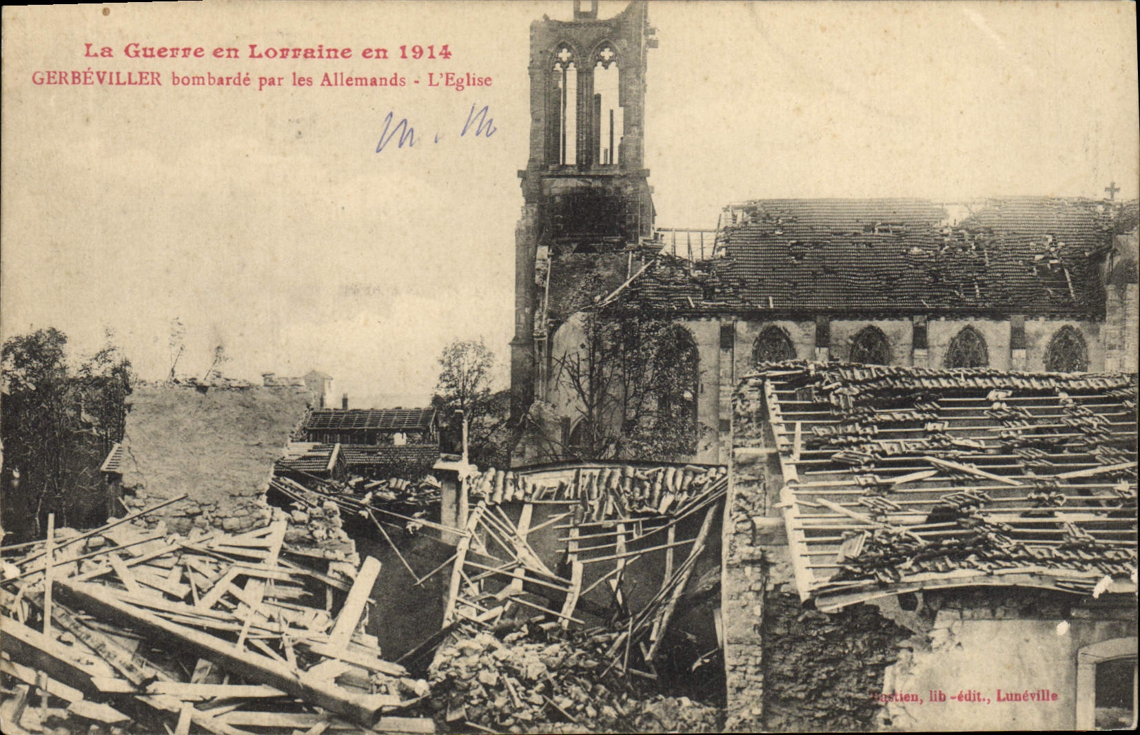 CPA Militaria Gerbeviller bombarde par les Allemands L'eglise