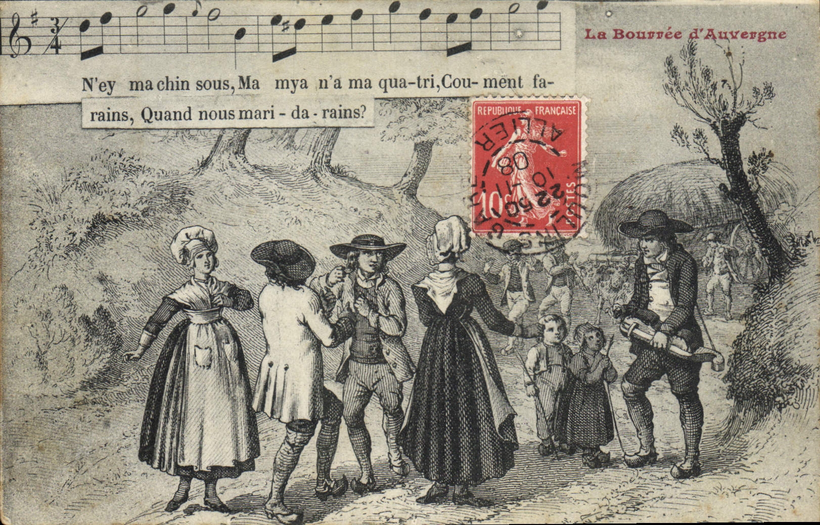 CPA Folklore La Bourree d'Auvergne 