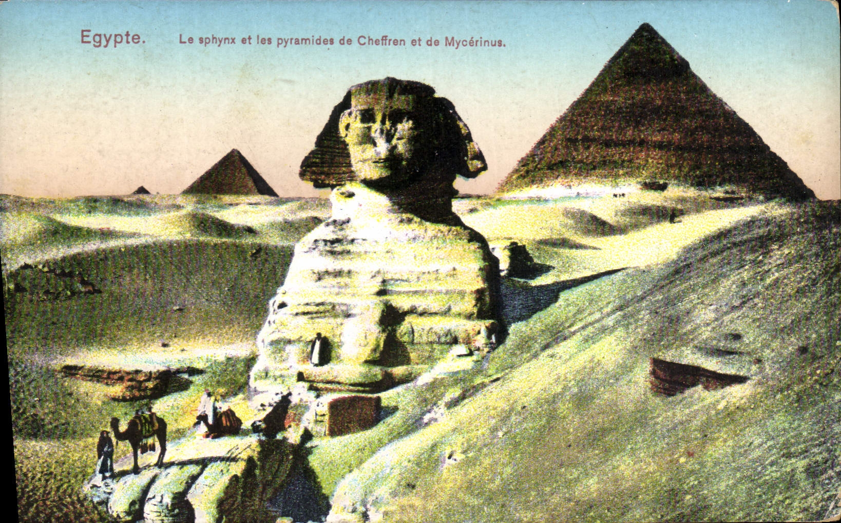 CPA Egypte Egypt Le sphynx et les pyramides de Cheffren et de Mycerinus 
