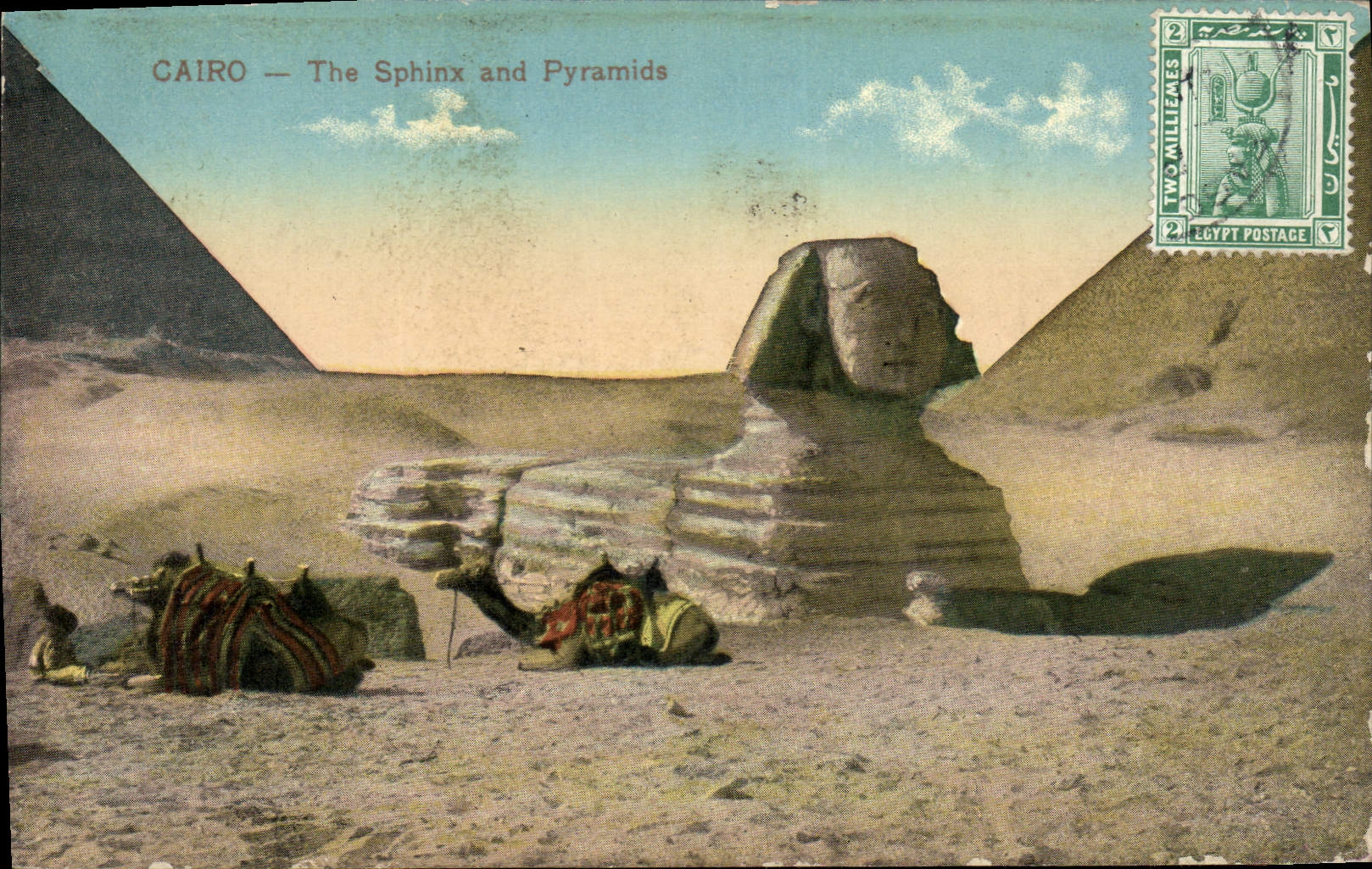 CPA Egypte Egypt Cairo The Sphinx and Pyramids