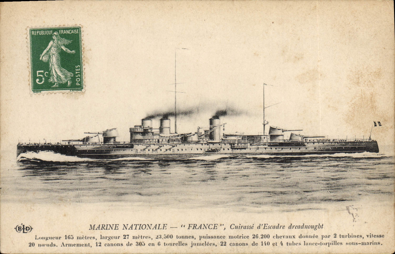 CPA Bateau de guerre France Cuirasse d'escadre Dreadnought