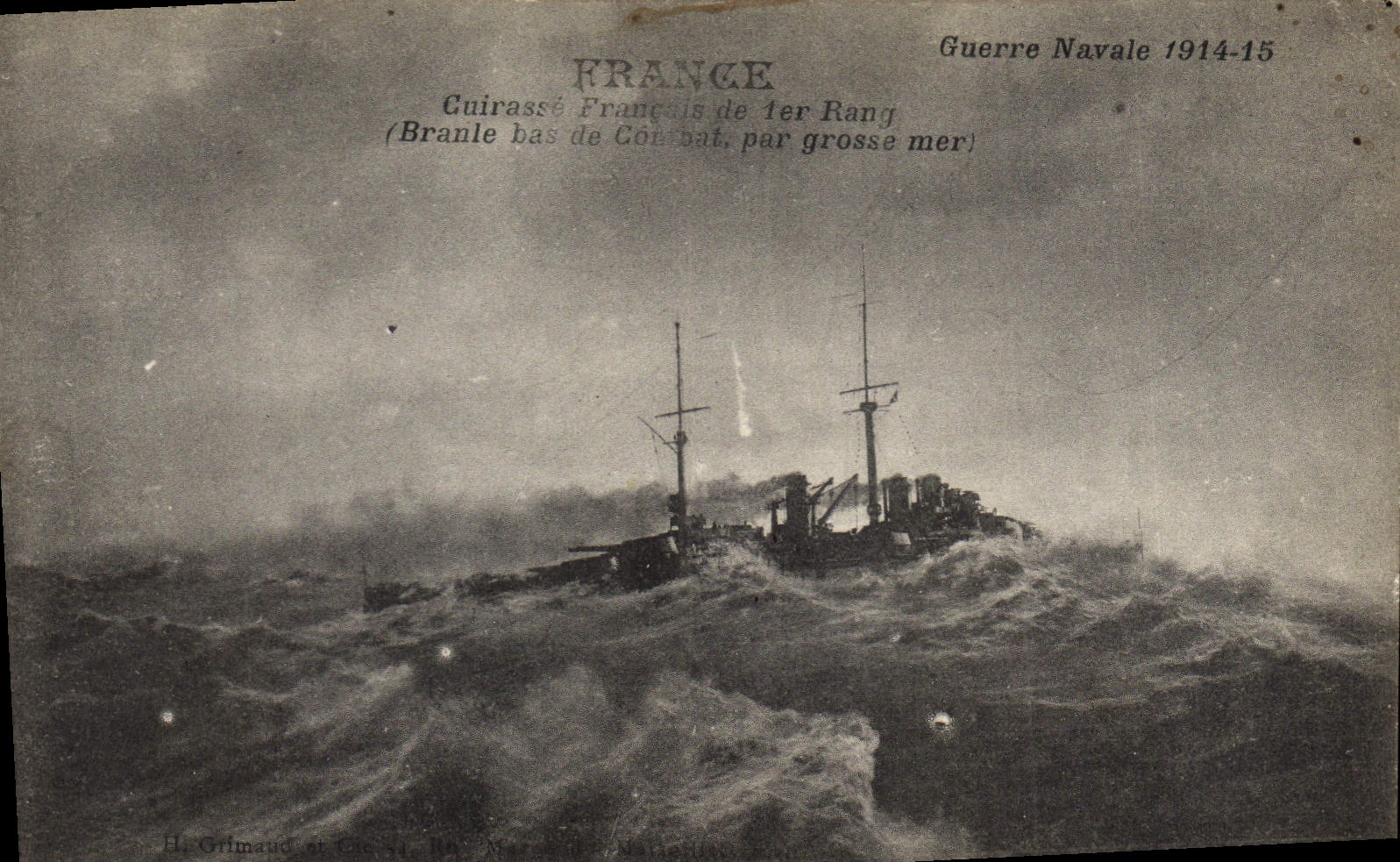 CPA Bateau de guerre France Cuirasse Francais de 1er rang Branle bas de combat en pleine mer