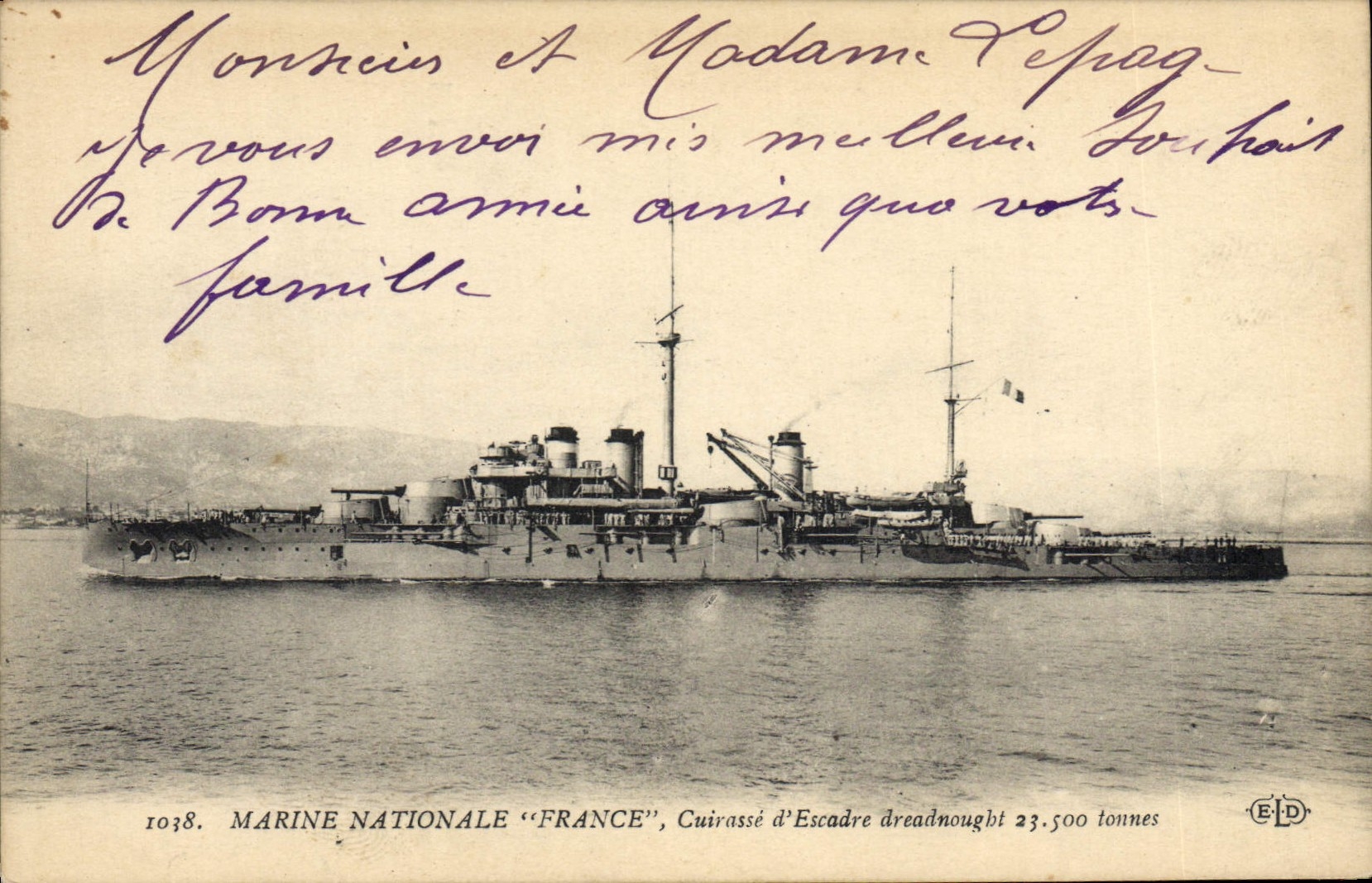CPA Bateau de guerre France Cuirasse d'escadre Dreadnought