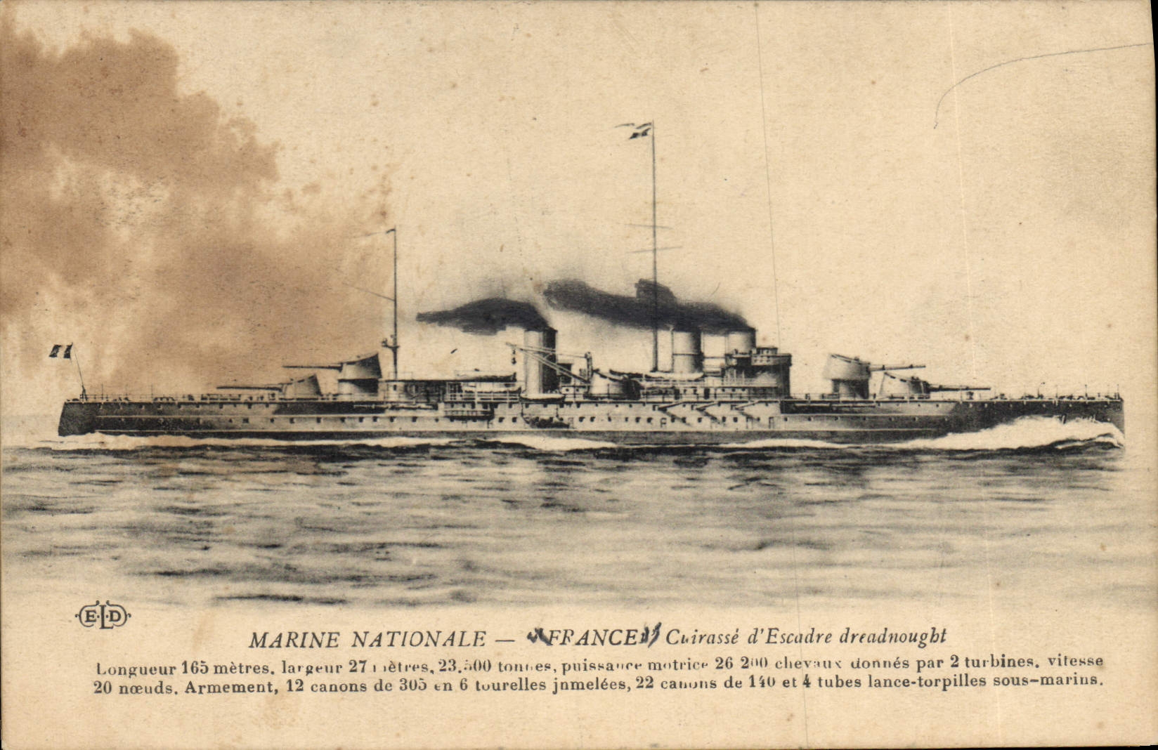 CPA Bateau de guerre France Cuirasse d'escadre Dreadnought