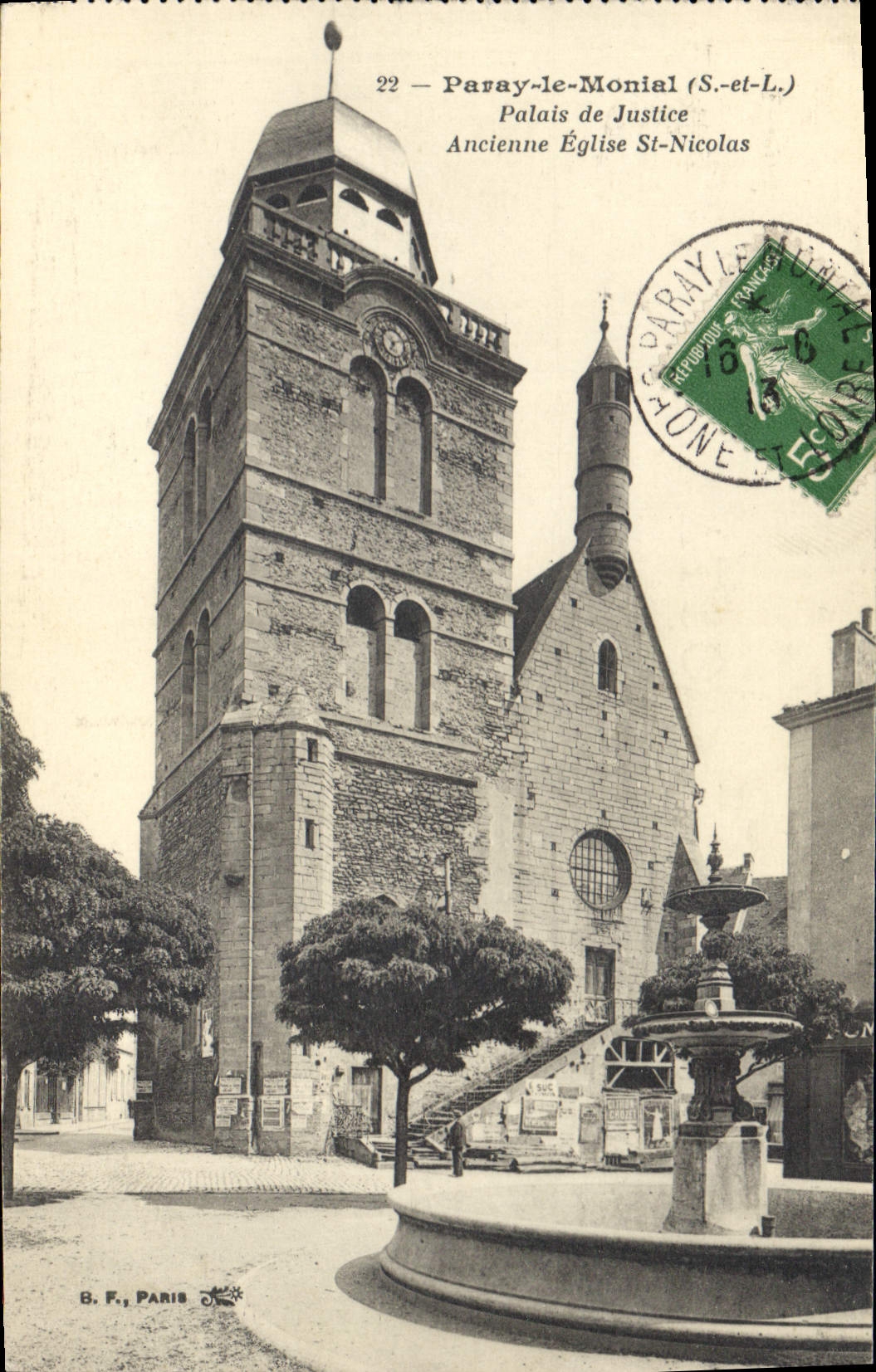 CPA Paray le Monial Palais de Justice Ancienne eglise St Nicolas 