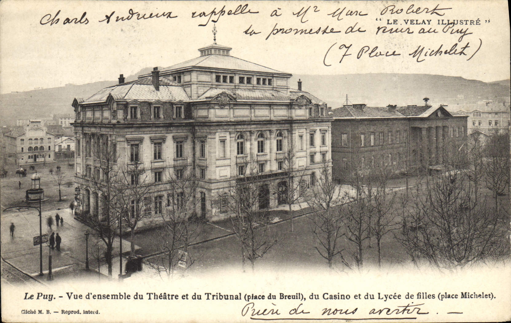 CPA Le puy Vue L'ensemble du Theatre et du Tribunal place du Breuil du Casino et du Lycee de filles 