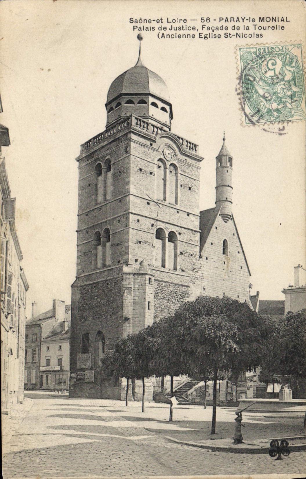 CPA Paray le Monial Saone et Loire Palais de Justice Facade de la Tourelle Ancienne Eglise ST Nicola