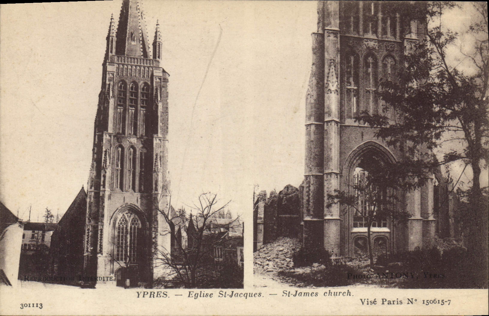 CPA Militaria Ypres Eglise St Jacques 