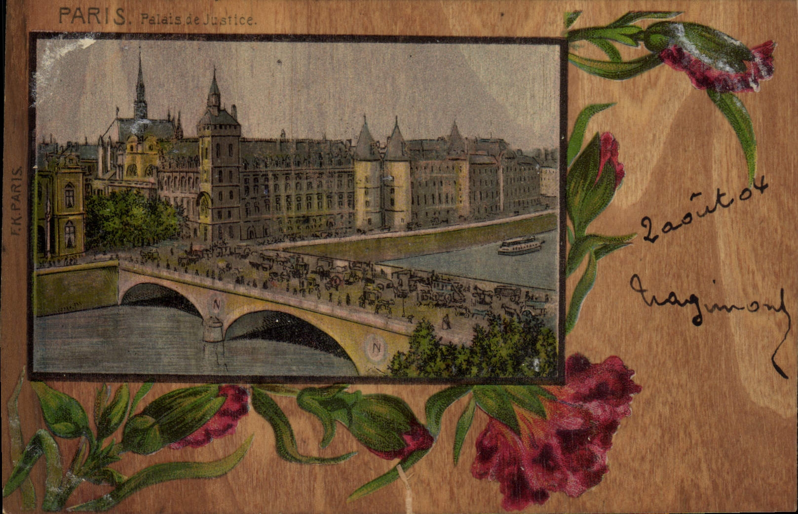CPA Palais de Justice Paris (carte en bois)